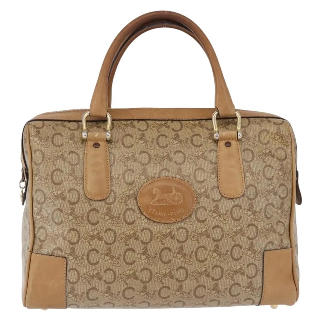 Celine C Macadam Beige Canvas Handbag 30cm Italy: Celine C Macadam Beige Canvas Handbag 30cm Italy Celine C Macadam canvas bag in beige, made in Italy. It is described as a female model with a fair condition, showing out of shape exterior, light wear