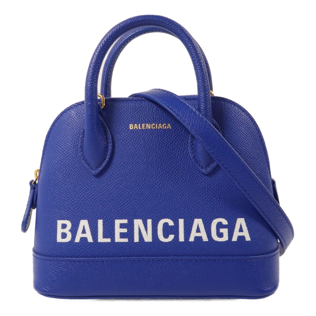 Balenciaga Ville XXS Top Handle 2way Shoulder Bag Blue Calfskin: Balenciaga Ville XXS Top Handle 2way Shoulder Bag Blue Calfskin Balenciaga Ville Top Handle XXS 2way shoulder bag in blue calfskin (cowhide) leather with gold-tone hardware. It features a top handle a