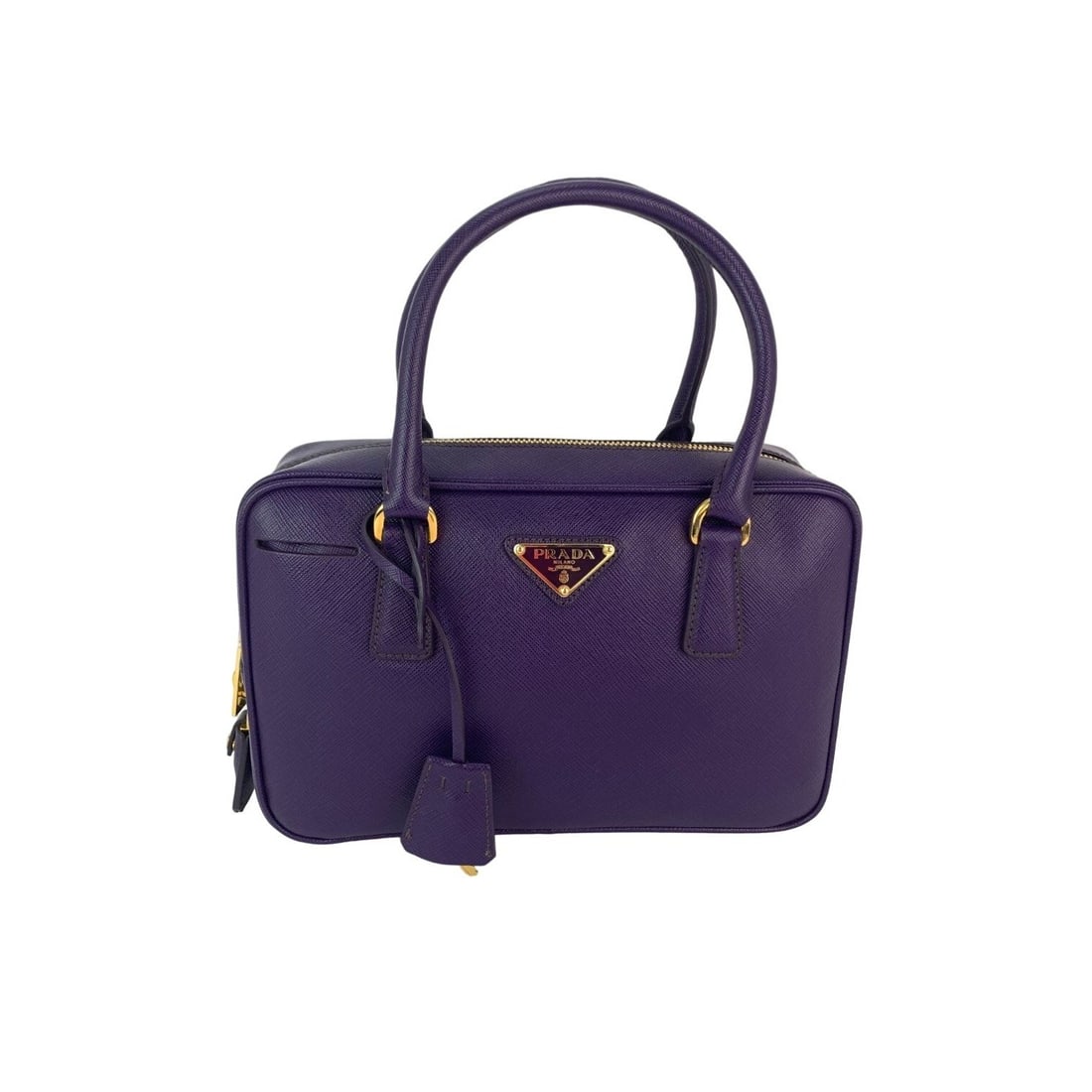 Prada Saffiano Leather Lux Small Top Handle Bag Viola Purple Gold Accents (1 of 10)
