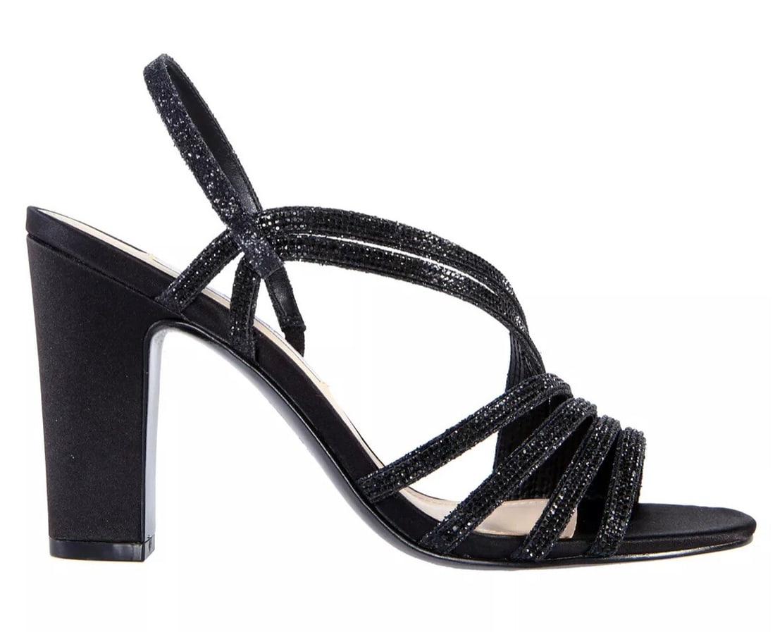 NINA Shaya 2 Black Rhinestone Strappy Sandal Women's 9.5 (1 of 5)