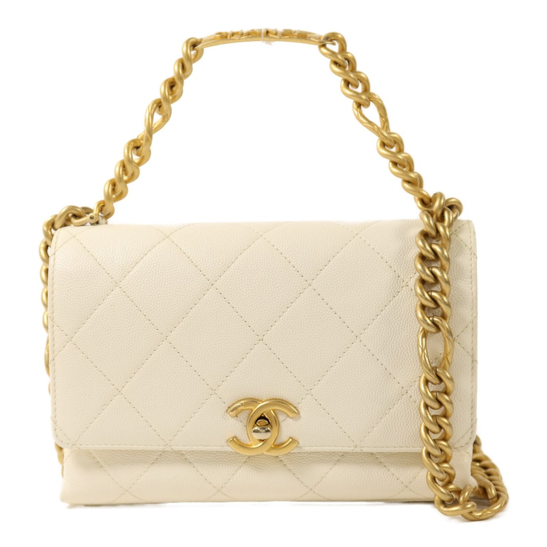 CHANEL CC 2 Way Shoulder Bag White Calfskin Leather GHW (1 of 15)