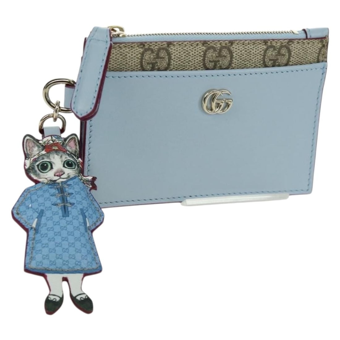 Gucci 847916 GG Supreme PVC Leather Key Case Light Blue Auth (1 of 18)