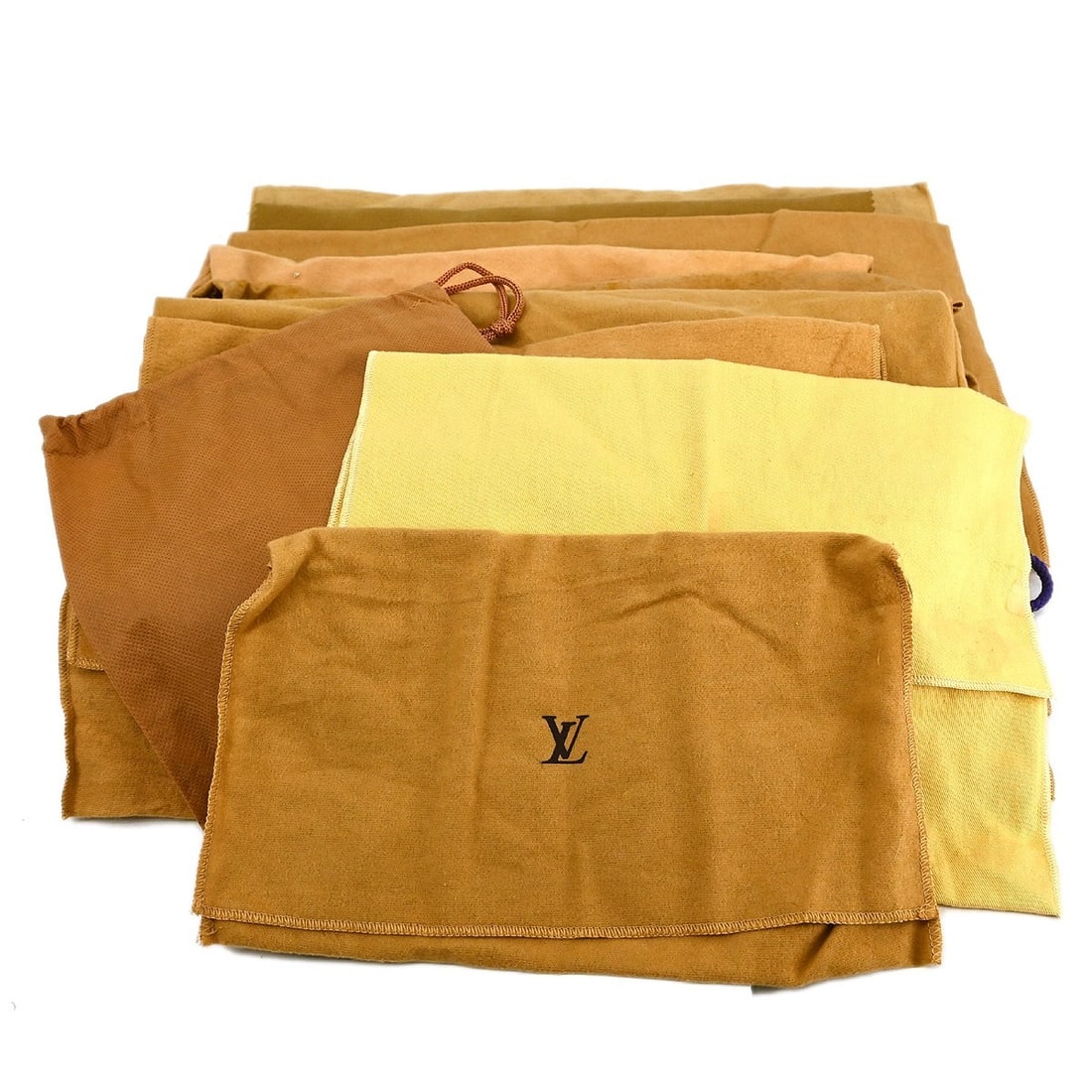 Set of 10 Louis Vuitton cotton dust bags in brown and beige (1 of 5)