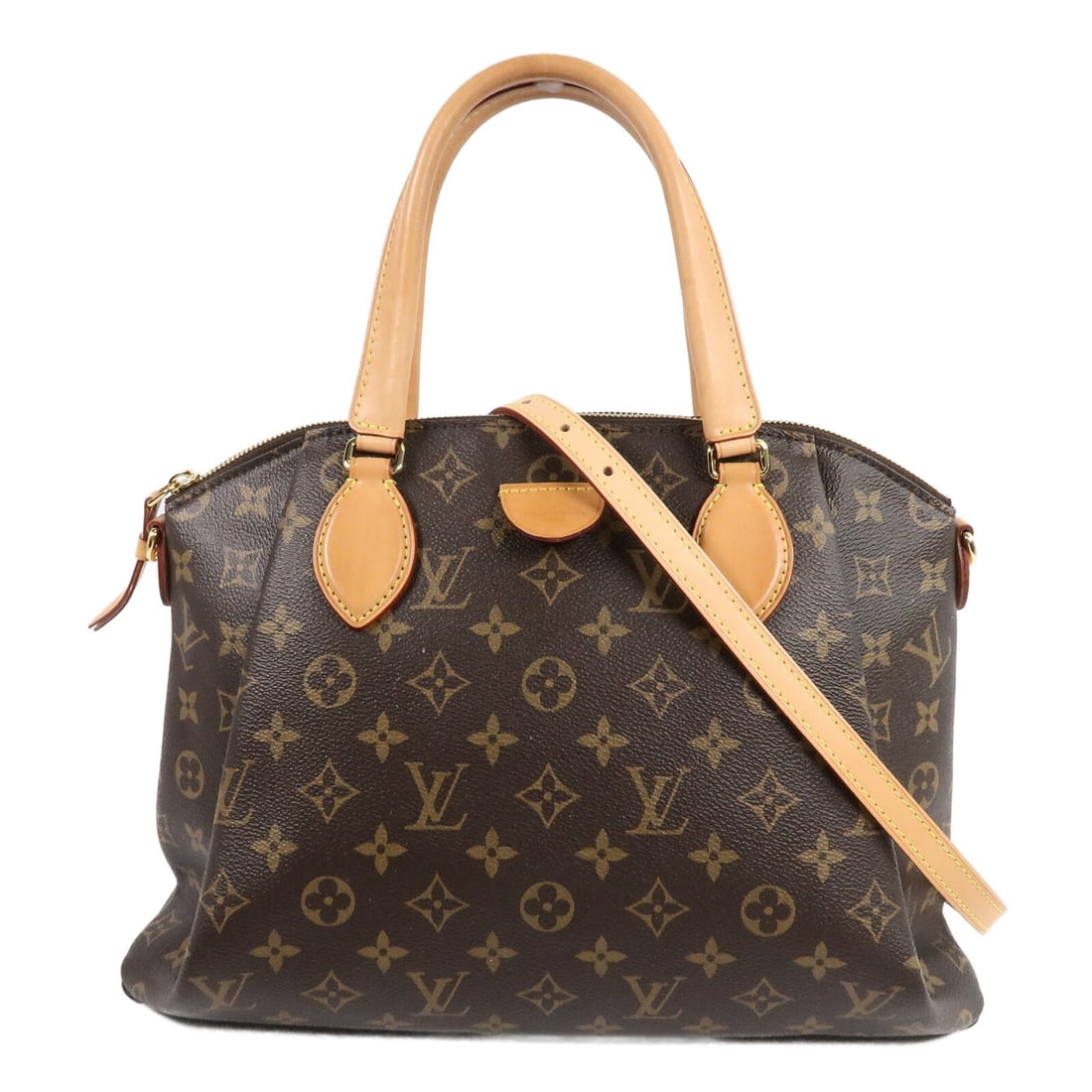 Louis Vuitton Rivoli MM Monogram 2 Way Shoulder Bag M44546: Louis Vuitton Rivoli MM Monogram 2 Way Shoulder Bag M44546 Louis Vuitton Rivoli MM 2 Way Shoulder Handbag in brown monogram PVC coated canvas. It features a shoulder strap and a fastener closure, with