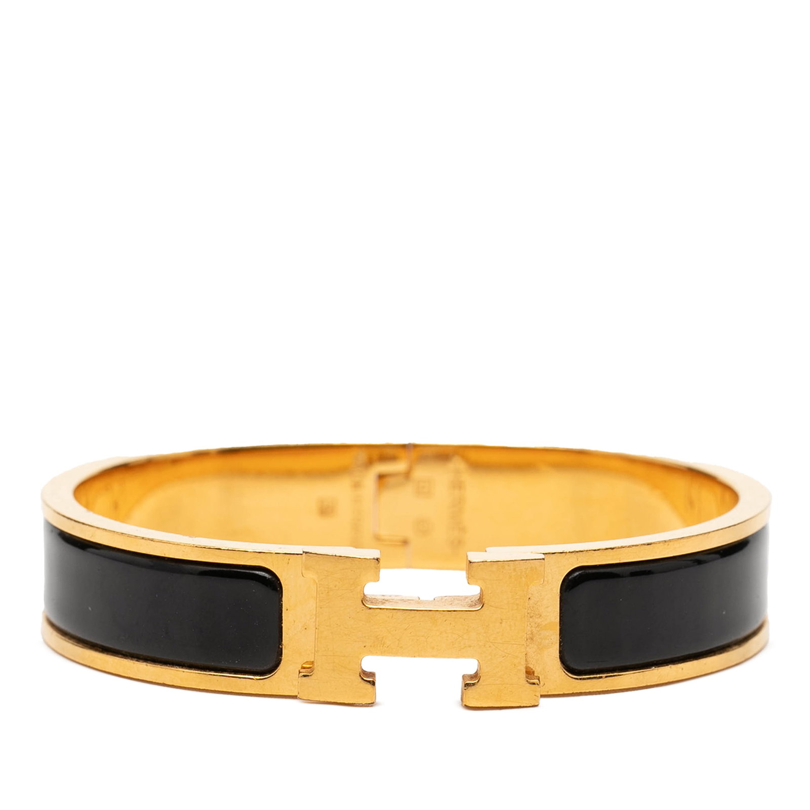 Hermes Clic H Narrow Enamel Bracelet PM Black (1 of 4)