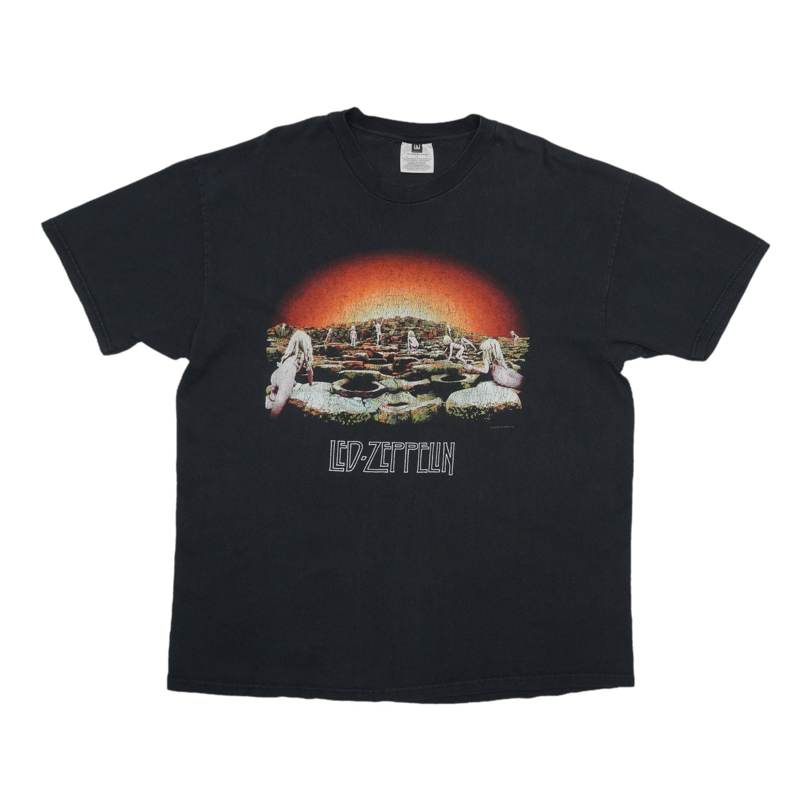Vintage 1998 Led Zeppelin Houses of the Holy Black Cotton Shirt: Vintage 1998 Led Zeppelin Houses of the Holy Black Cotton Shirt This is an original vintage 1998 Led Zeppelin Houses of the Holy shirt, not a modern reproduction. The shirt is made from 100% cotton an