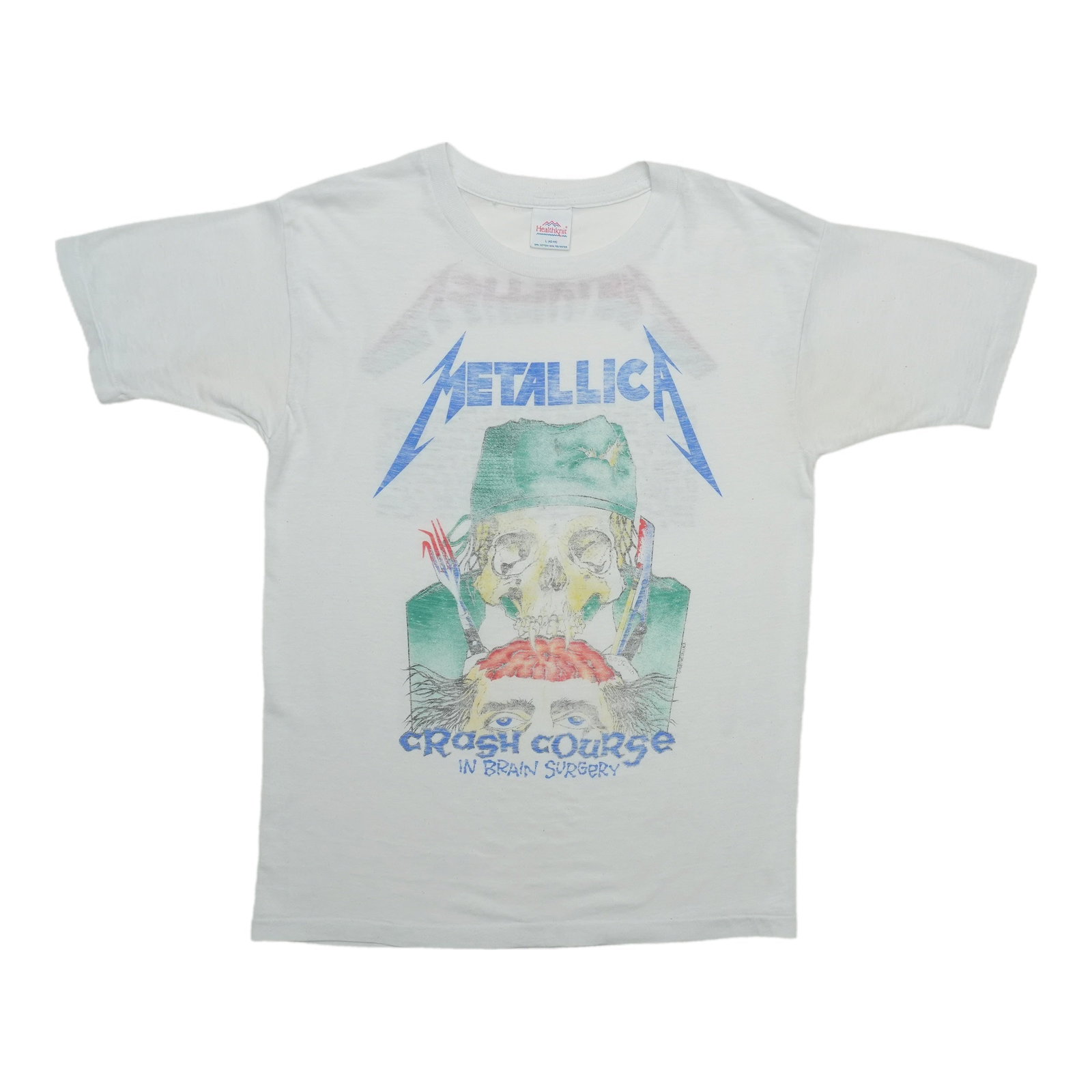 Vintage 1987 Metallica Brain Surgery White T Shirt Large (1 of 8)
