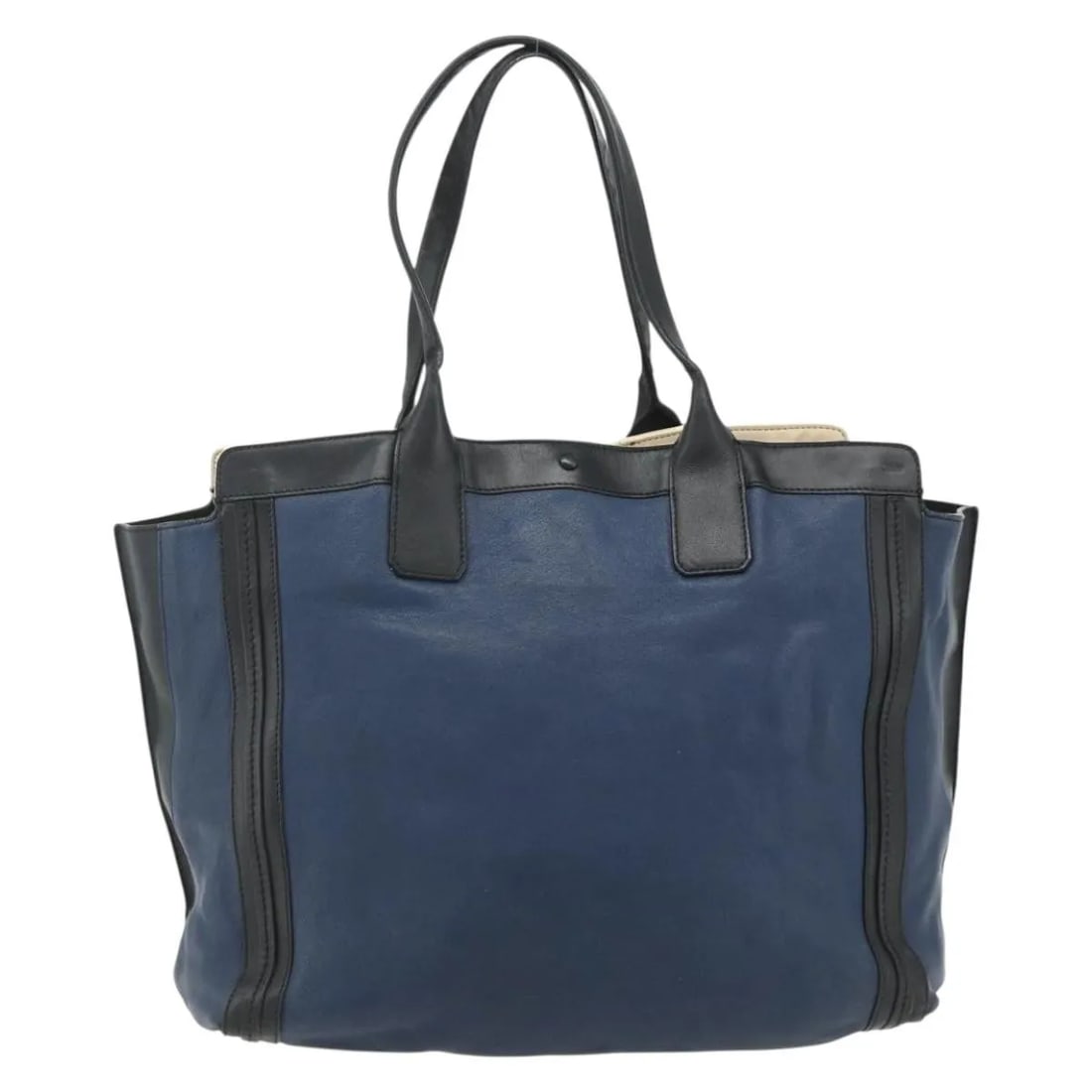 Chloe Alice Tote Navy Leather Handbag: Chloe Alice Tote Navy Leather Handbag Chloe Alice Tote in navy leather with a structured silhouette and dual top handles. Made in Hungary, this bag is presented in good overall condition with visible 