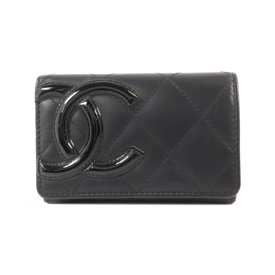 CHANEL Cambon card case black calfskin with CC silver tone hardware (1 of 18)