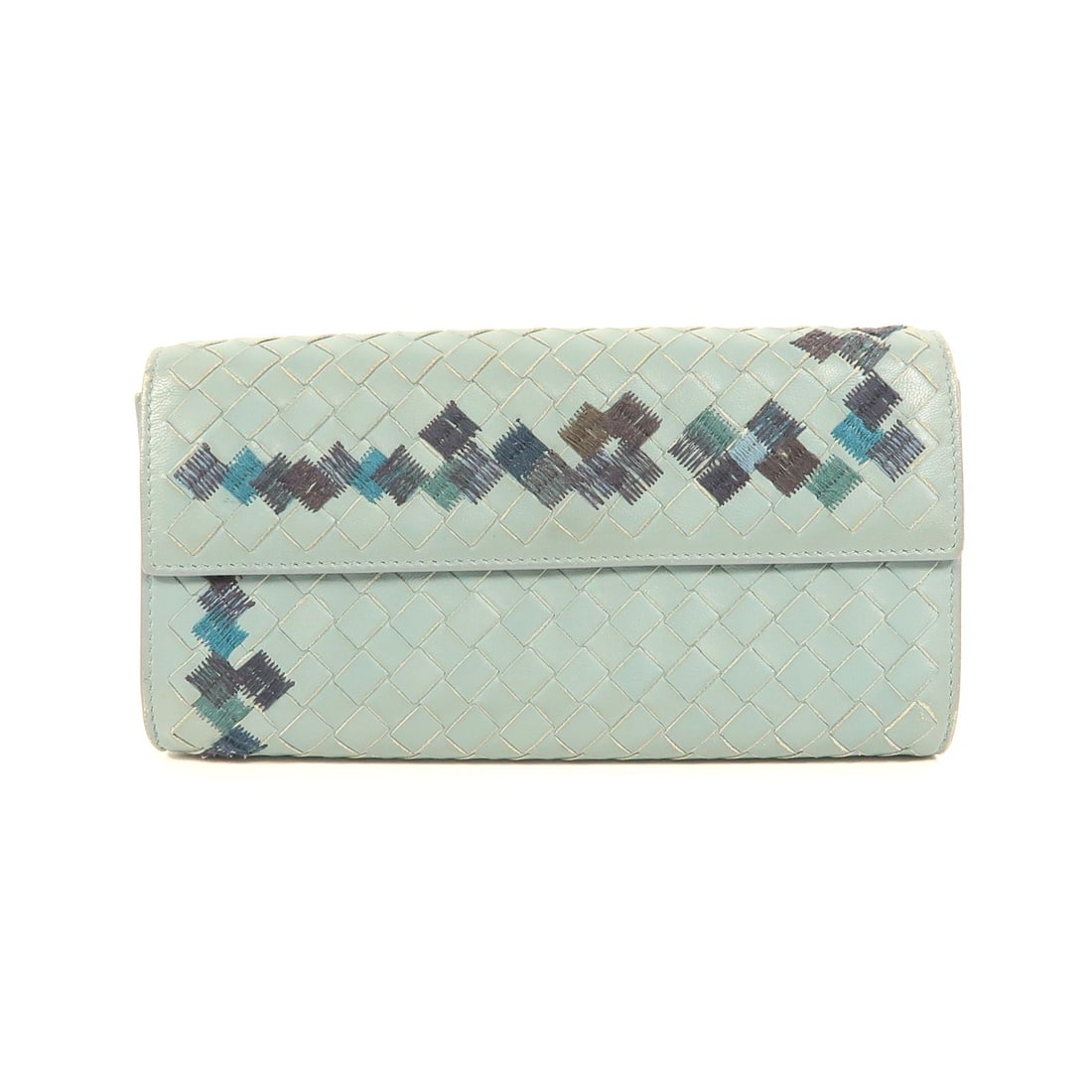 Bottega Veneta blue calfskin bifold long wallet for women (1 of 14)