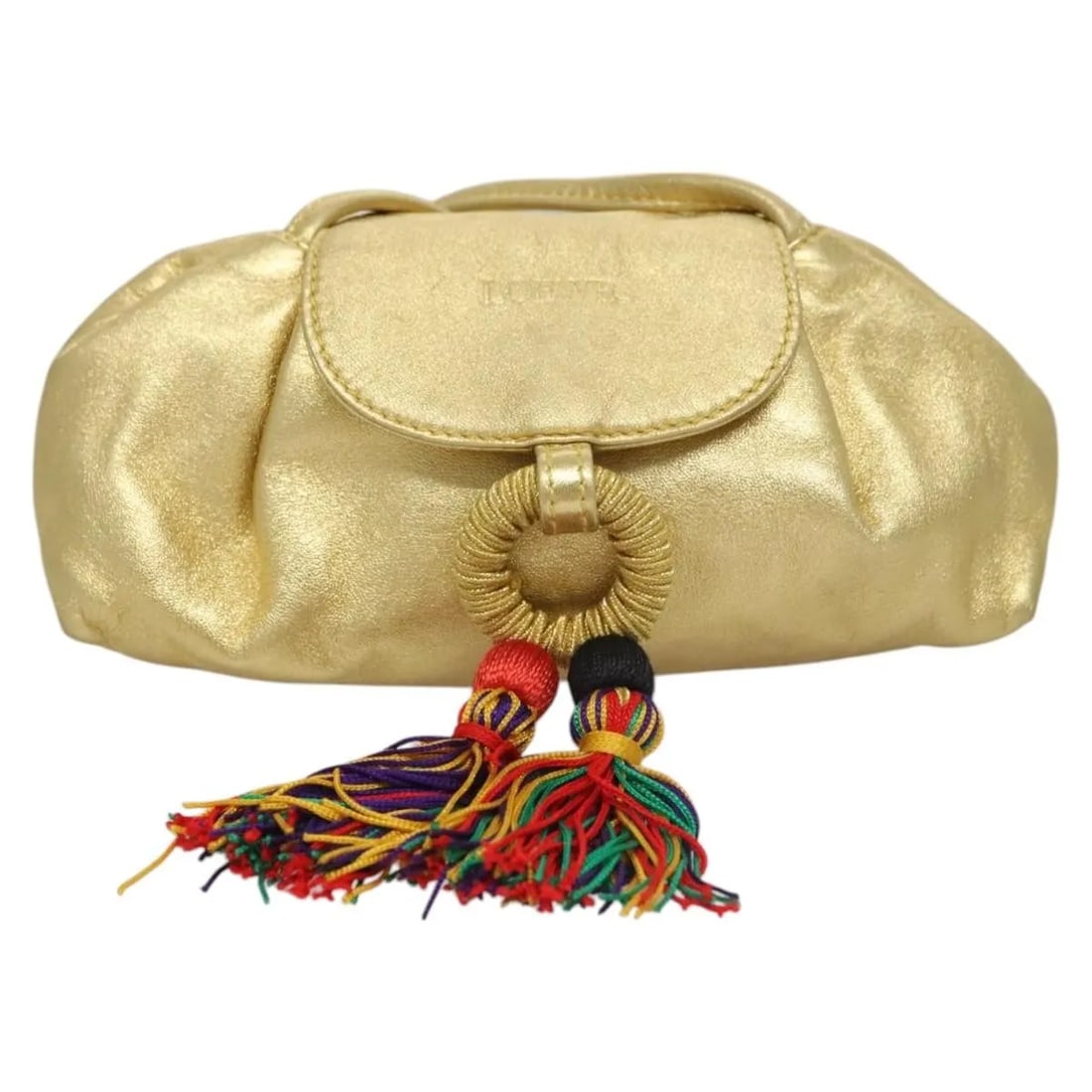 Loewe Vintage Leather Handbag Gold Spain 21cm x 9cm x 8cm: Loewe Vintage Leather Handbag Gold Spain 21cm x 9cm x 8cm A vintage Loewe leather bag in gold, designed for female use. It is made in Spain and measures 21 cm x 9 cm x 8 cm. The piece is in good vinta