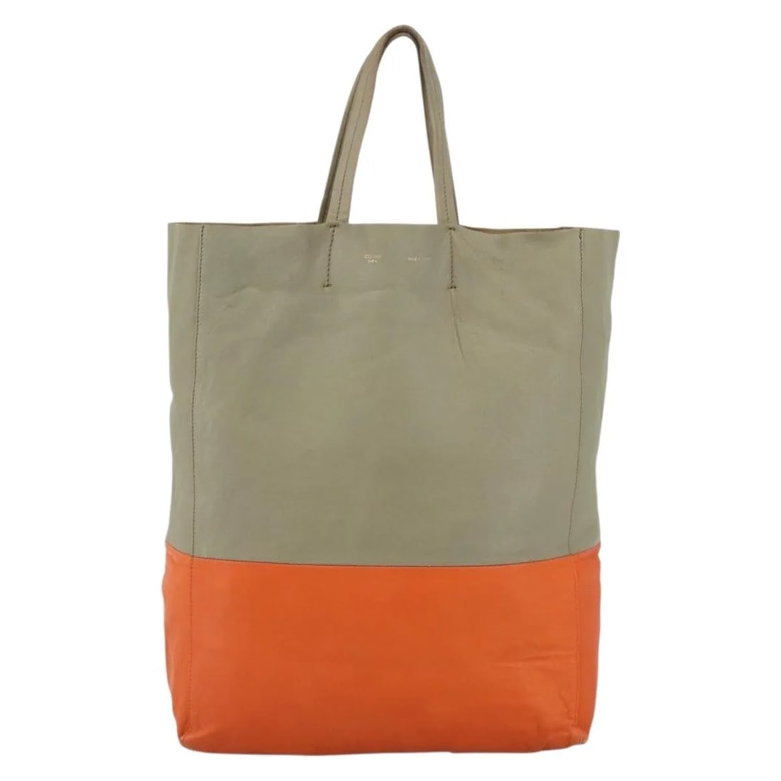 Celine Vertical Bi-Cabas Leather Tote Bag Beige: Celine Vertical Bi-Cabas Leather Tote Bag Beige Celine Vertical Bi-Cabas Tote in beige leather. This women's tote is presented in good vintage condition with honest wear. Noted condition details inclu