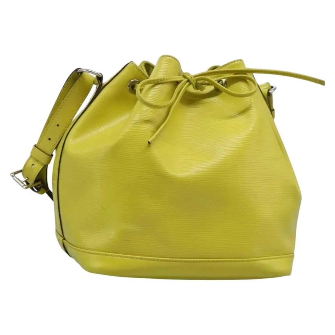 Green Epi Leather Shoulder Bag Louis Vuitton Petit Noe: Green Epi Leather Shoulder Bag Louis Vuitton Petit Noe The Louis Vuitton Petit Noe handbag features green Epi leather with a drawstring closure and an adjustable shoulder strap. Designed for women, th