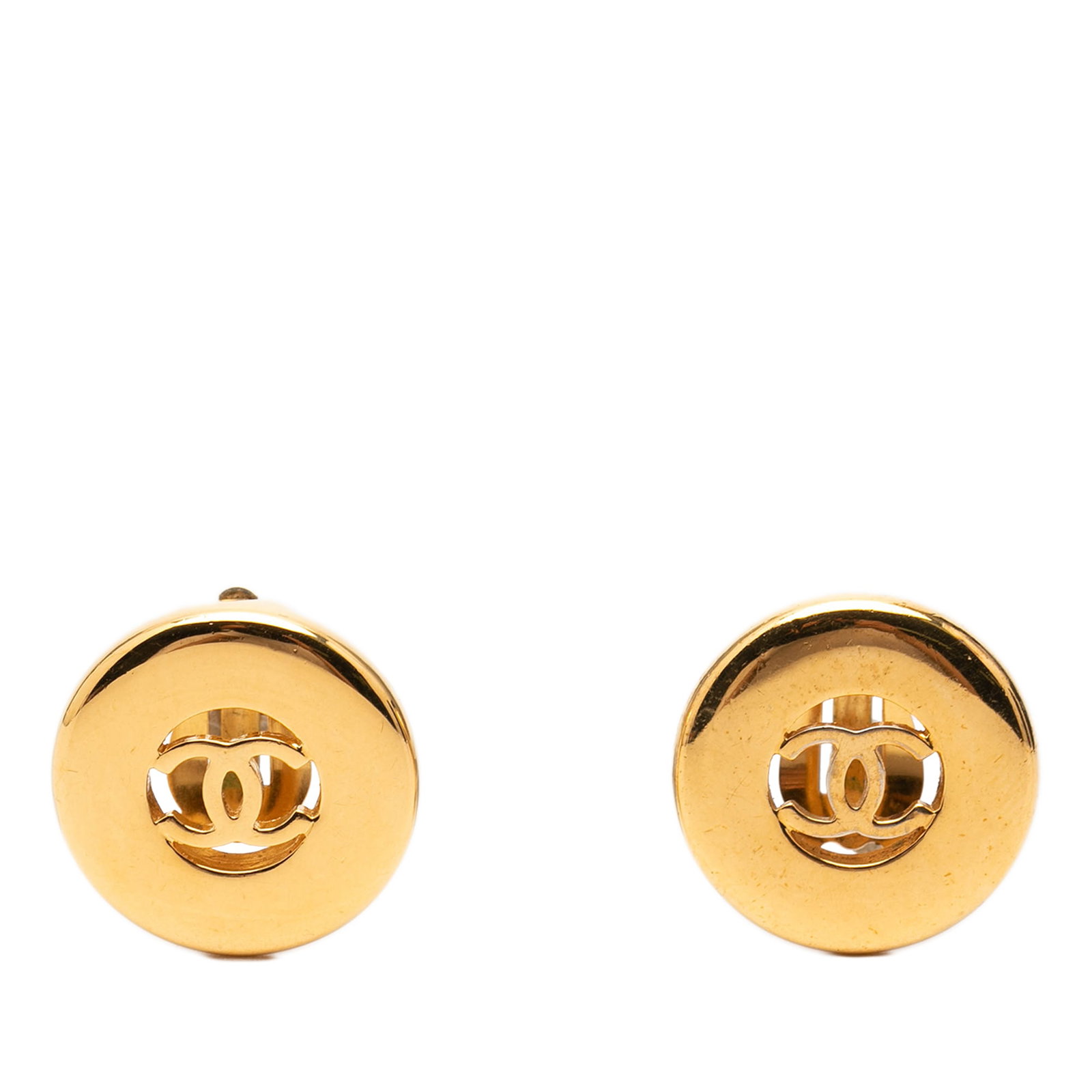Chanel Round CC Clip On Earrings Gold Plated Metal (1 of 4)