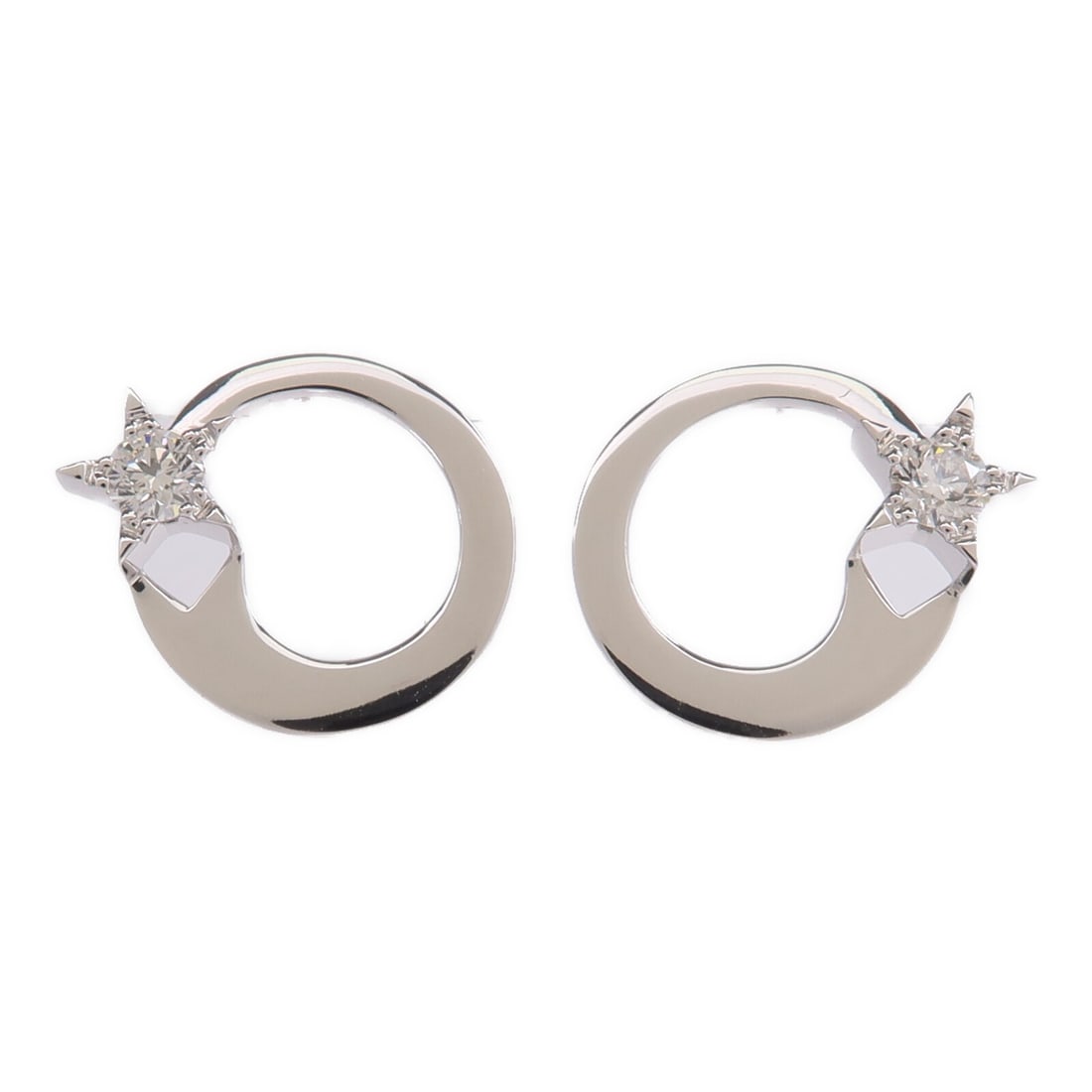 JEWELRY 18K White Gold Diamond Pierced Earrings: JEWELRY 18K White Gold Diamond Pierced Earrings Pierced earrings in 18K white gold with diamond accents. The earrings are described as clear in color and are intended for women. Condition is AB: Very 