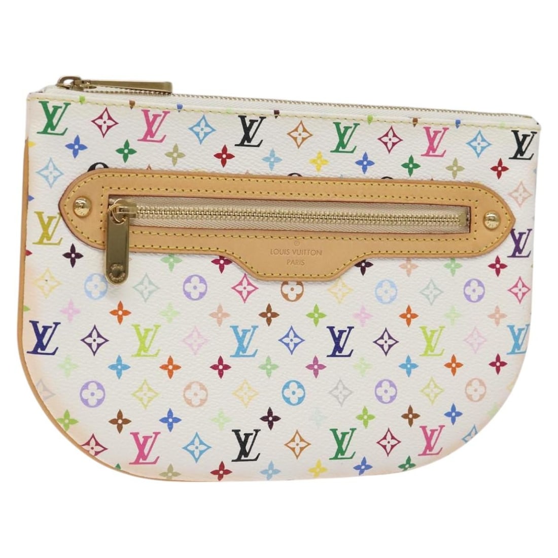 Louis Vuitton M60027 Pochette GM White Monogram Multicolor Pouch: Louis Vuitton M60027 Pochette GM White Monogram Multicolor Pouch Louis Vuitton Monogram Multicolor Pochette GM is an accessory pouch made in France from Monogram Multicolor Canvas in white. It measure