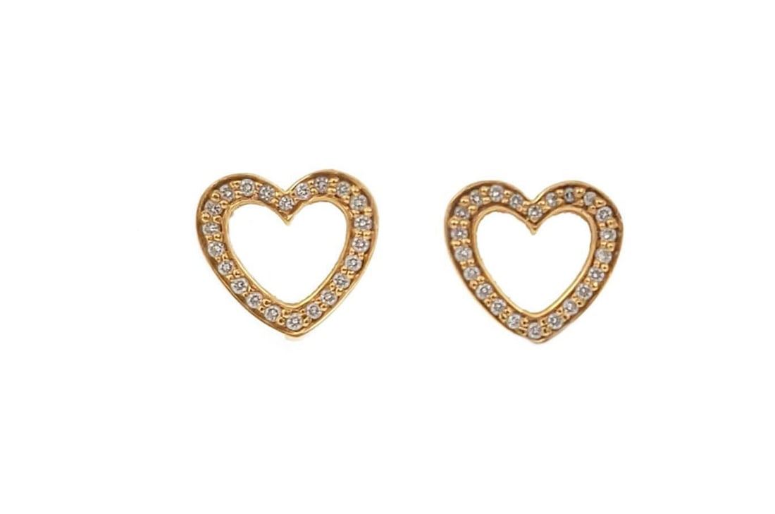 Tiffany Co Metro Heart Diamond Stud Earrings 18k Rose Gold (1 of 4)