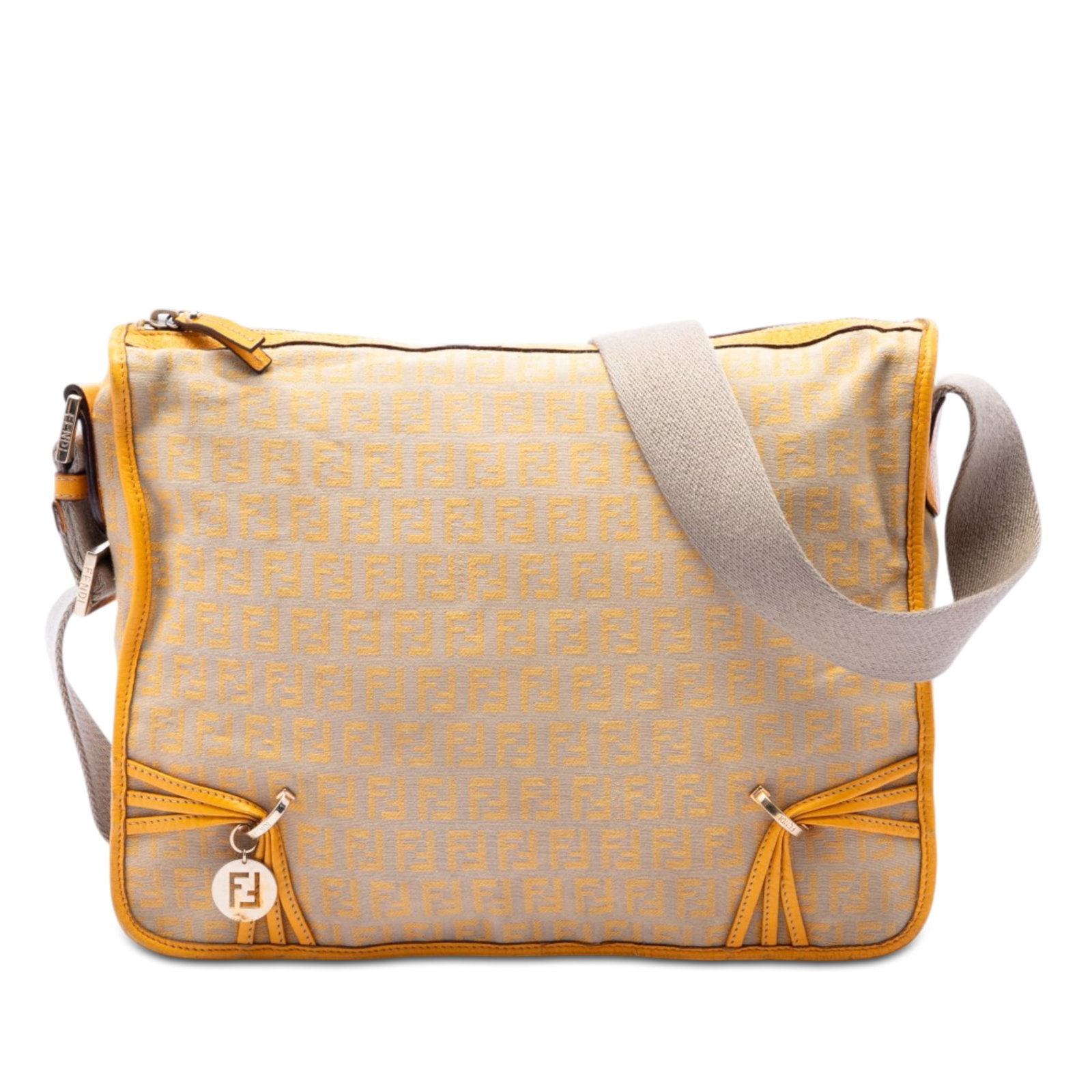 Fendi Zucchino F Charm Canvas Crossbody Bag Beige (1 of 6)