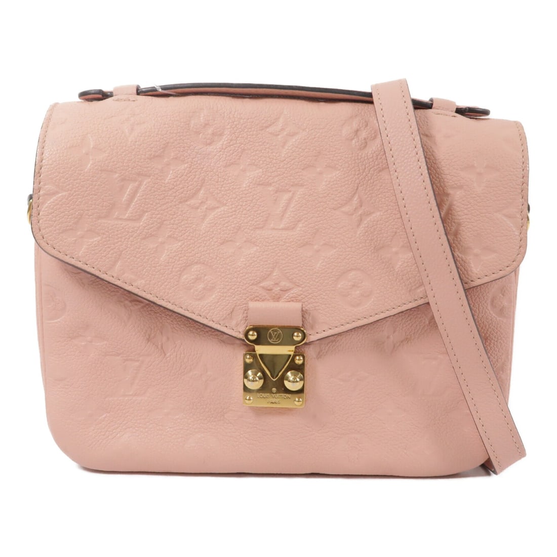 Louis Vuitton Pochette Metis M44018 Monogram Empreinte Calfskin Shoulder Bag: Louis Vuitton Pochette Metis M44018 Monogram Empreinte Calfskin Shoulder Bag The Louis Vuitton Pochette Metis is a 2-way shoulder bag crafted in Monogram Empreinte calfskin. It features a pink colorwa