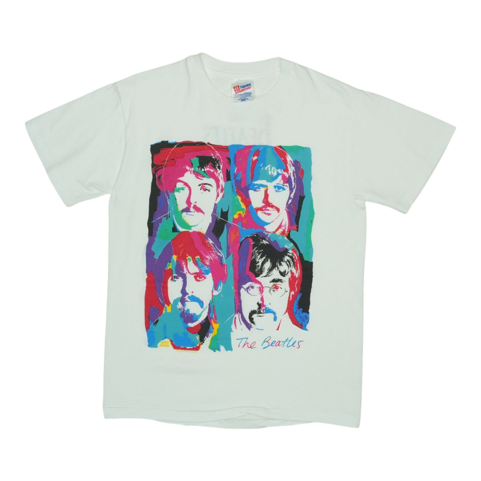 Vintage 1990s White Cotton The Beatles Graphic T-Shirt Medium: Vintage 1990s White Cotton The Beatles Graphic T-Shirt Medium This is an original vintage 1990s The Beatles shirt featuring graphics on both the front and back. Made from 100% cotton, the shirt comes 