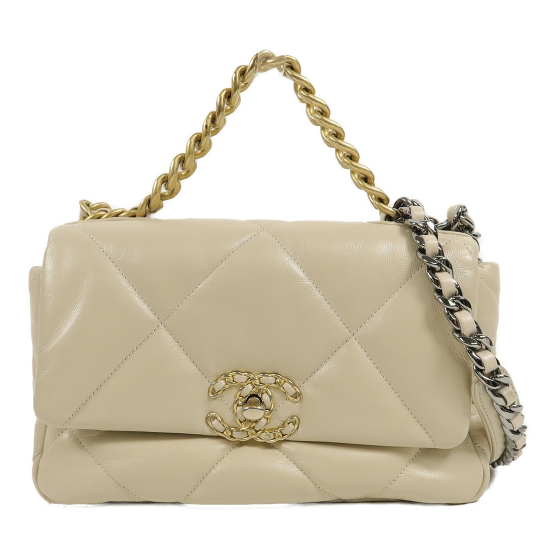 CHANEL C19 Small Lambskin 2 Way Shoulder Bag Beige AS1160B (1 of 16)
