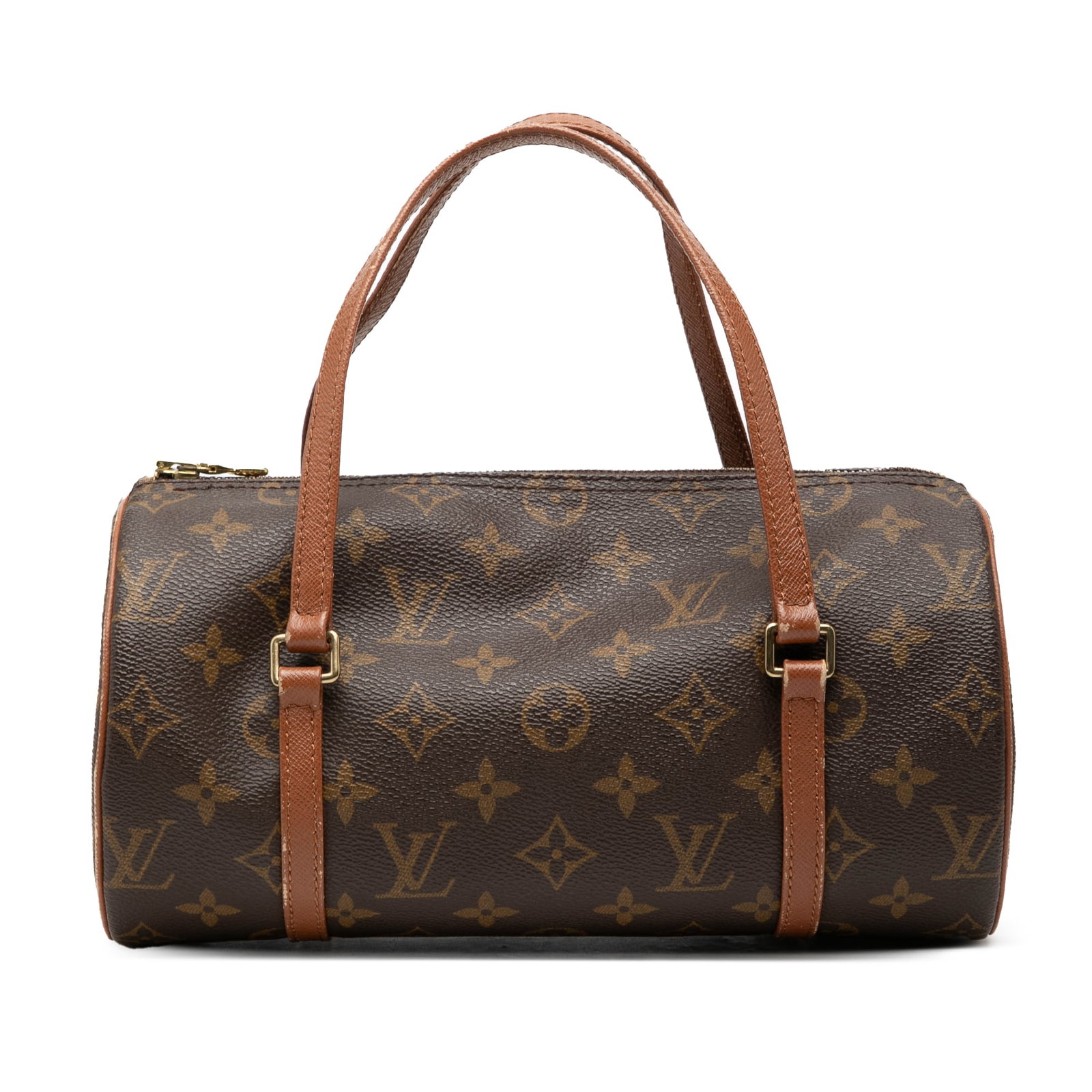 Louis Vuitton Papillon 26 Monogram Canvas Handbag: Louis Vuitton Papillon 26 Monogram Canvas Handbag Louis Vuitton Monogram Papillon 26 handbag crafted with a monogram canvas body, leather handles, and a top zip closure. This piece shows visible signs