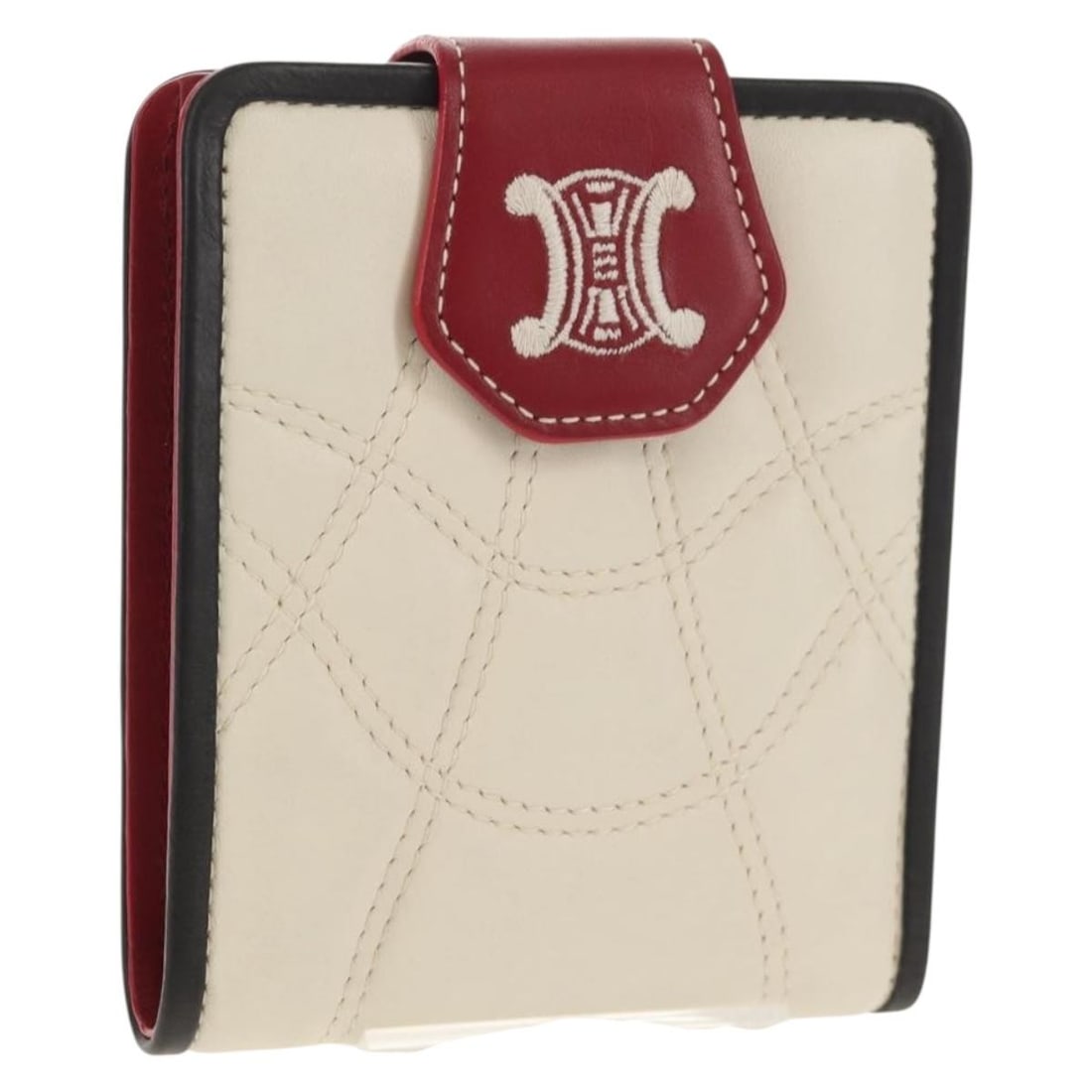 CELINE White Leather Bifold Wallet Authentic SW1804AV: CELINE White Leather Bifold Wallet Authentic SW1804AV This elegant CELINE bifold wallet showcases a timeless design crafted from high-quality white leather. Made in Italy, it features a compact struct