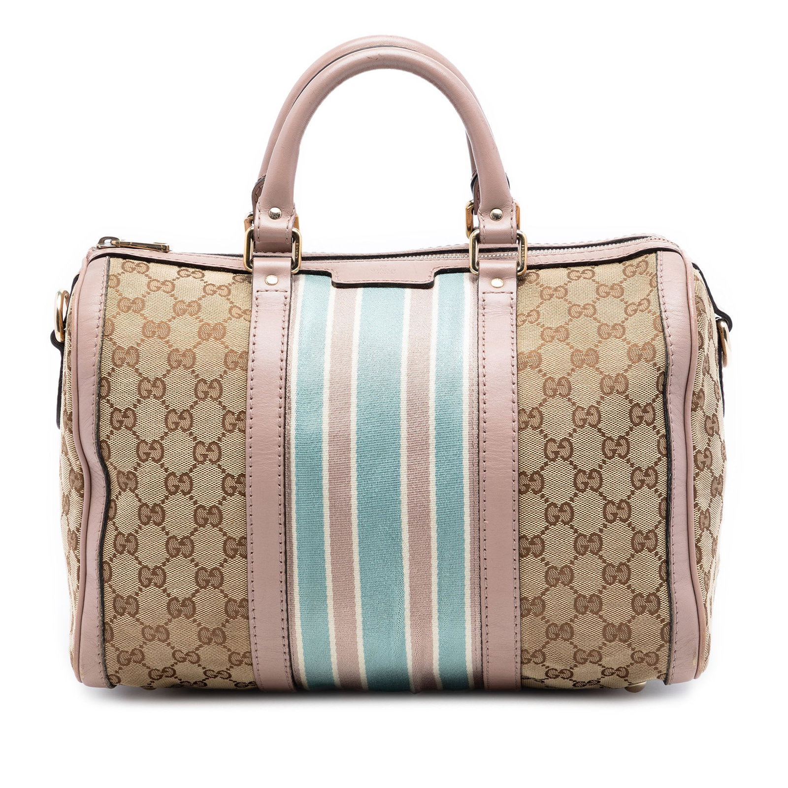 Gucci Joy Boston Bag GG Canvas Web Beige Satchel: Gucci Joy Boston Bag GG Canvas Web Beige Satchel This Gucci Medium GG Canvas Web Joy Boston Bag features a beige canvas body with leather trim and iconic web detailing. The design includes rolled leat