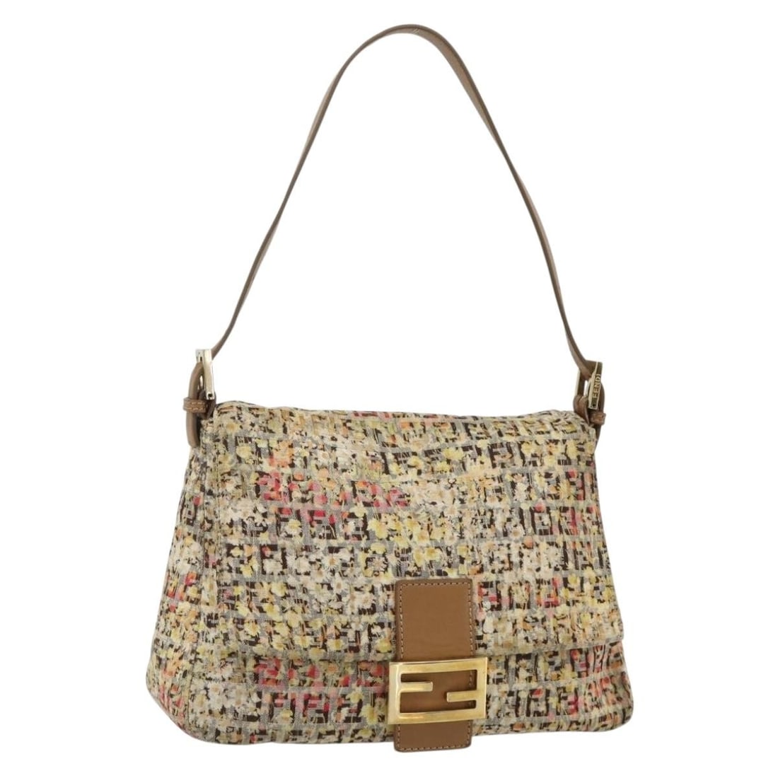 Fendi Mamma Baguette Shoulder Bag in Beige Gold Zucchino Canvas: Fendi Mamma Baguette Shoulder Bag in Beige Gold Zucchino Canvas Fendi Zucchino Canvas Mamma Baguette shoulder bag in beige and gold. This women's shoulder bag is made in Italy and includes only the it