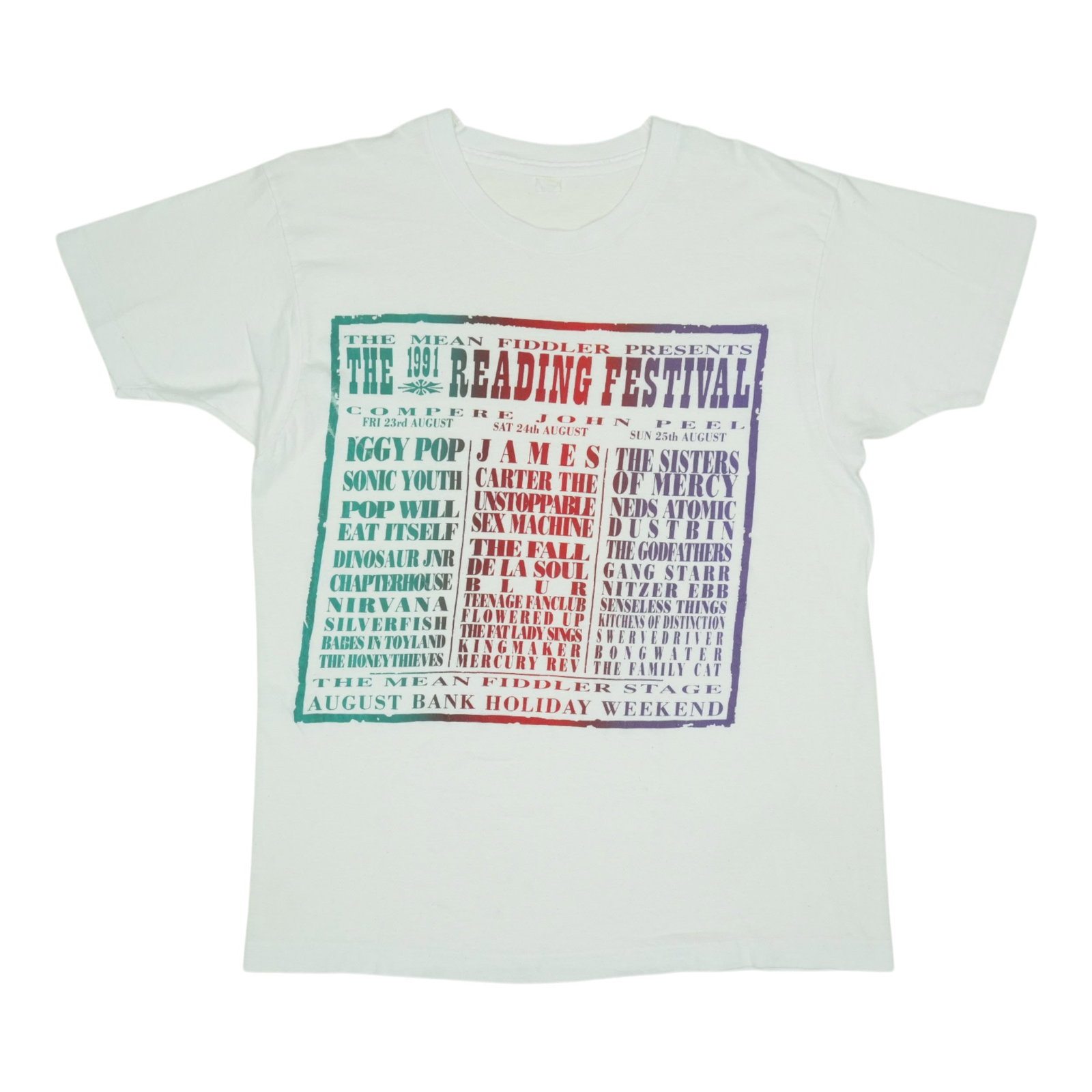 Vintage 1991 Reading Festival White Cotton T Shirt: Vintage 1991 Reading Festival White Cotton T Shirt This is an original vintage 1991 Reading Festival shirt, not a modern reproduction. The shirt features no back graphics and is made from 100% cotton 