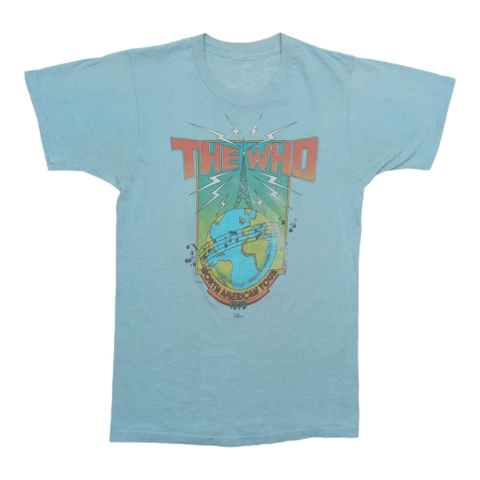 Vintage 1979 Blue Cotton The Who Tour T-Shirt North America: Vintage 1979 Blue Cotton The Who Tour T-Shirt North America This is an original vintage 1979 The Who North American Tour shirt, featuring both front and back graphics. Made from 100% cotton and in blu