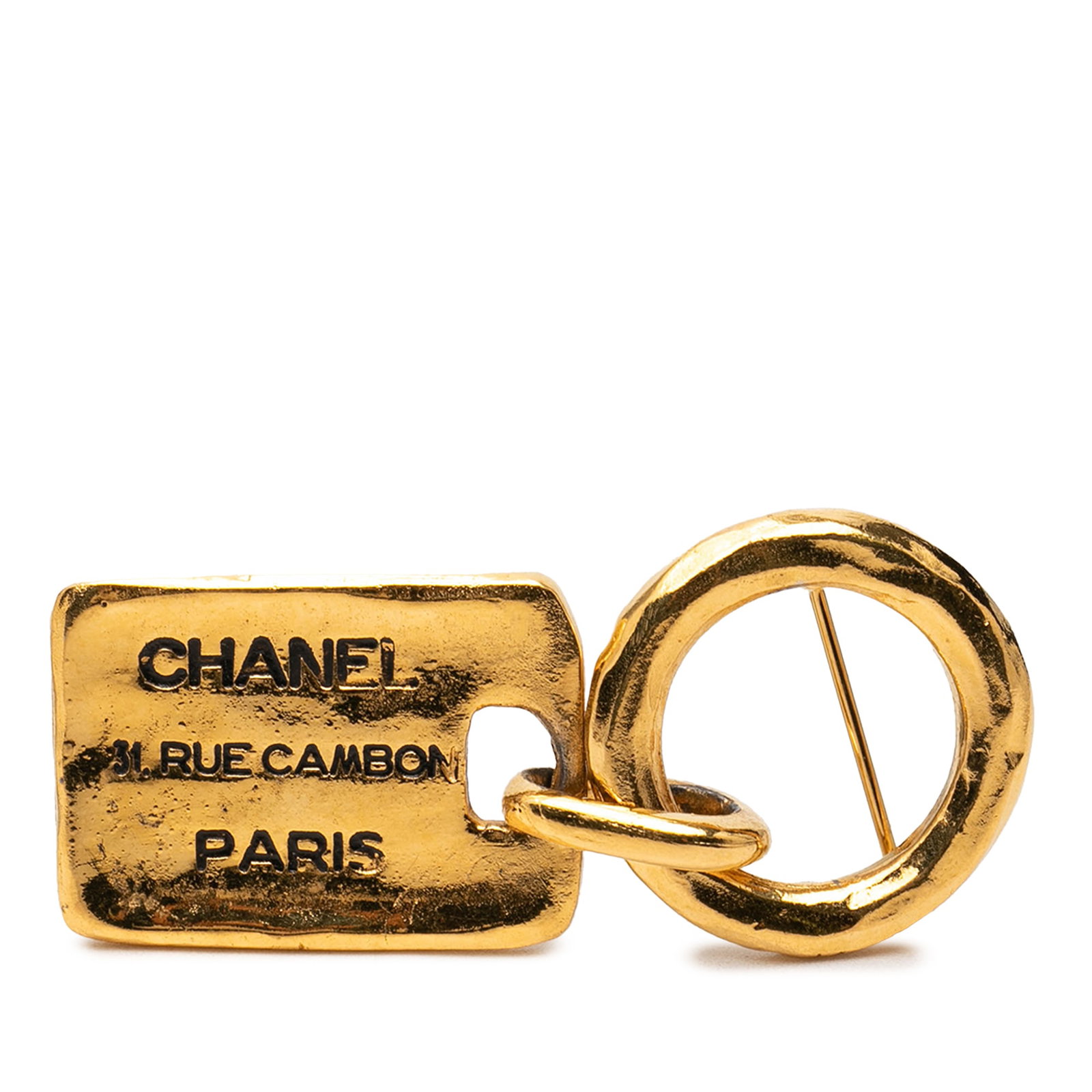 Chanel Rue Cambon Tag Gold Plated Brooch (1 of 3)