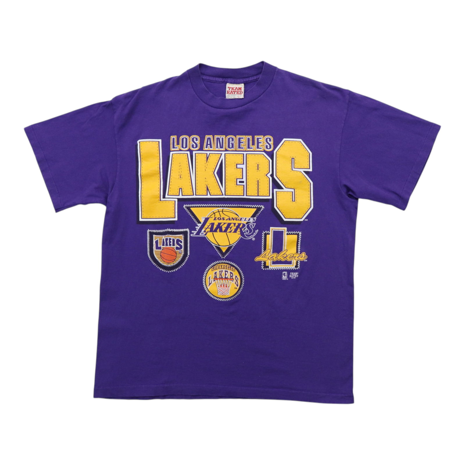 Vintage 1992 Los Angeles Lakers Purple NBA Cotton Shirt: Vintage 1992 Los Angeles Lakers Purple NBA Cotton Shirt This is an original vintage 1992 Los Angeles Lakers NBA shirt, featuring a front graphic and no back graphics. Made from 100% cotton, the shirt 
