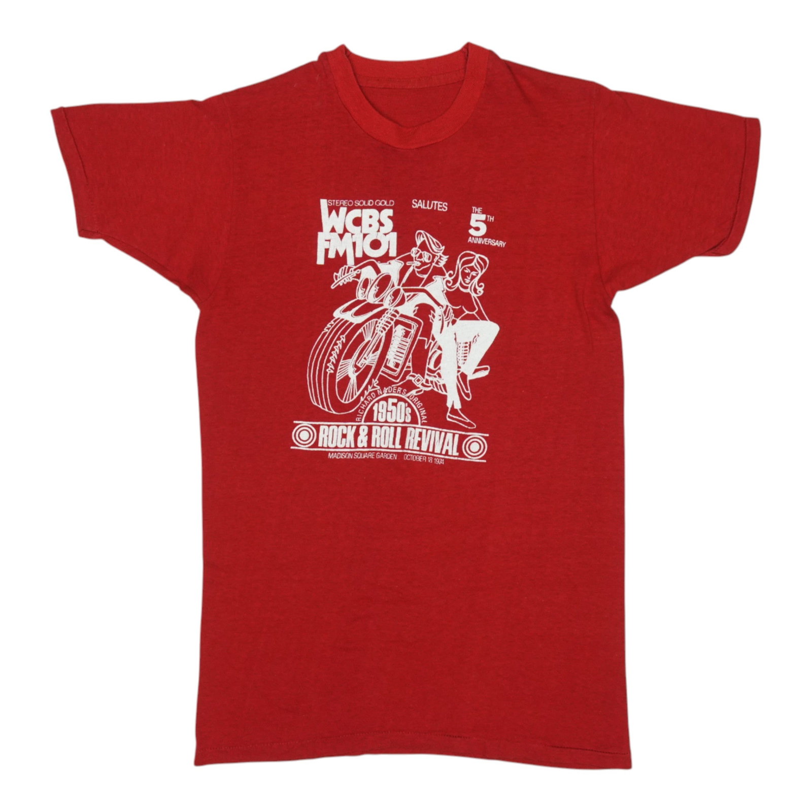 1970s Red Cotton Shirt Inspired by 50s Rock and Roll Revival (1 of 3)