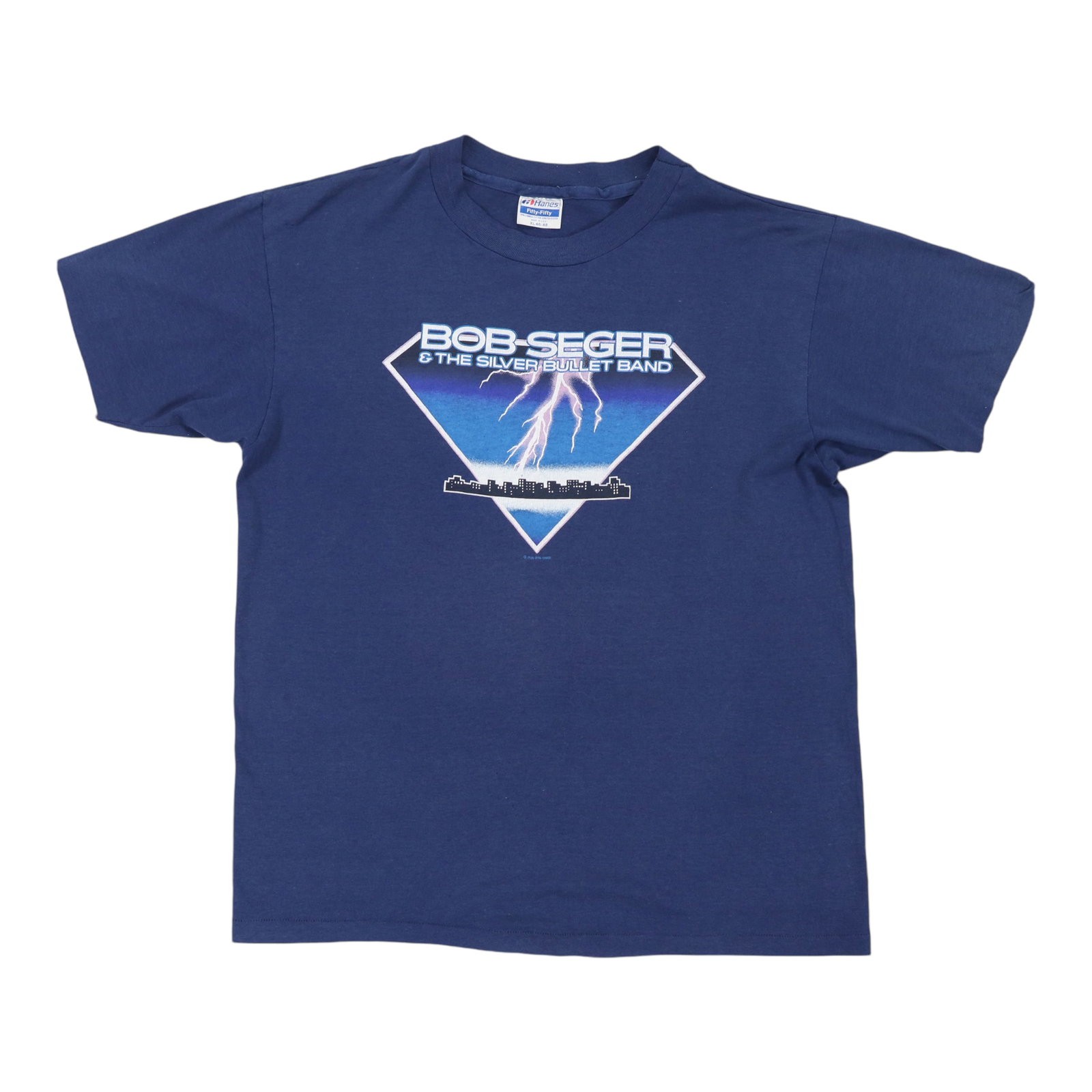 Vintage 1986 Bob Seger Blue Poly Cotton Band T Shirt XL (1 of 6)
