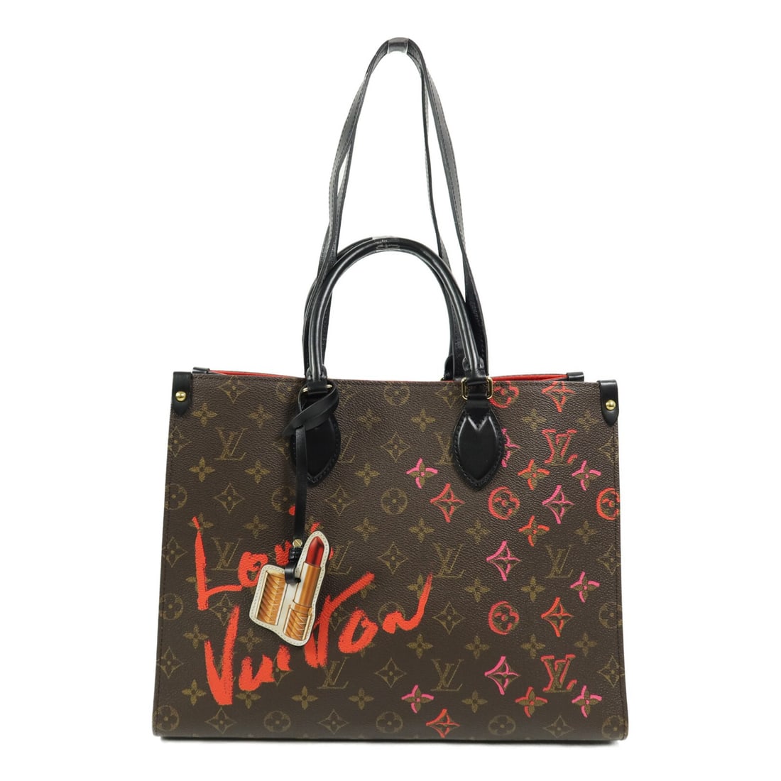 Louis Vuitton OnTheGo MM M45888 Monogram Shoulder Bag Brown Red: Louis Vuitton OnTheGo MM M45888 Monogram Shoulder Bag Brown Red A Louis Vuitton OnTheGo MM shoulder bag from the Fall in Love line, featuring a brown and red monogram design with gold-tone hardware. I