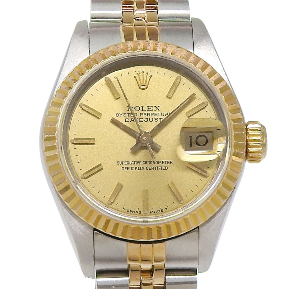 Ladies ROLEX Datejust 69173 Two Tone Wristwatch 96 Series: Ladies ROLEX Datejust 69173 Two Tone Wristwatch 96 Series Pre-owned Rolex Datejust Combination women's wristwatch, model 69173, with a 96-series serial number circa 1986-87. It features a two-tone sta