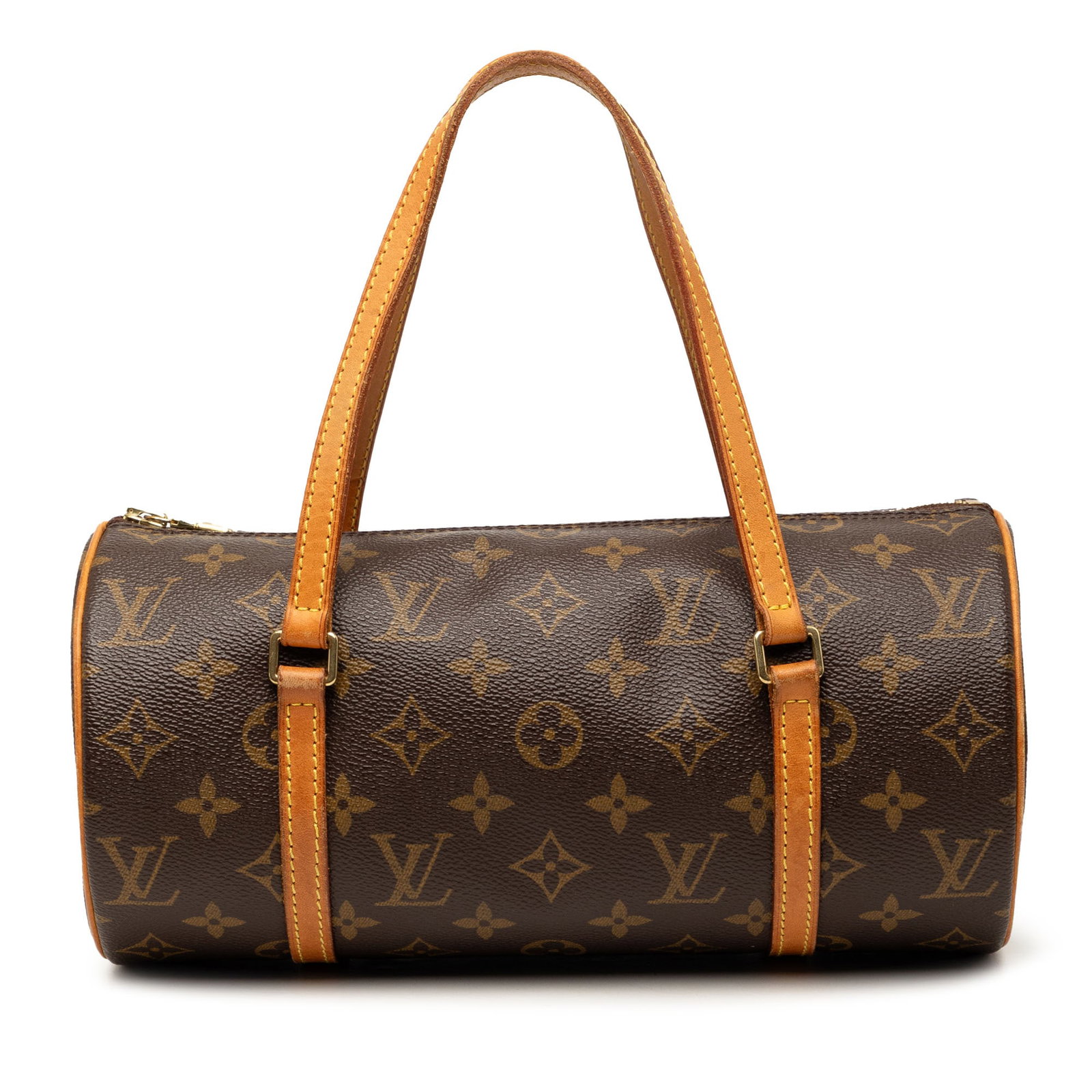 Louis Vuitton Papillon 28 Monogram Canvas Handbag: Louis Vuitton Papillon 28 Monogram Canvas Handbag Louis Vuitton Monogram Papillon 28 handbag with a monogram canvas body, flat vachetta leather handles, and a top zip closure. Made in France. Conditio
