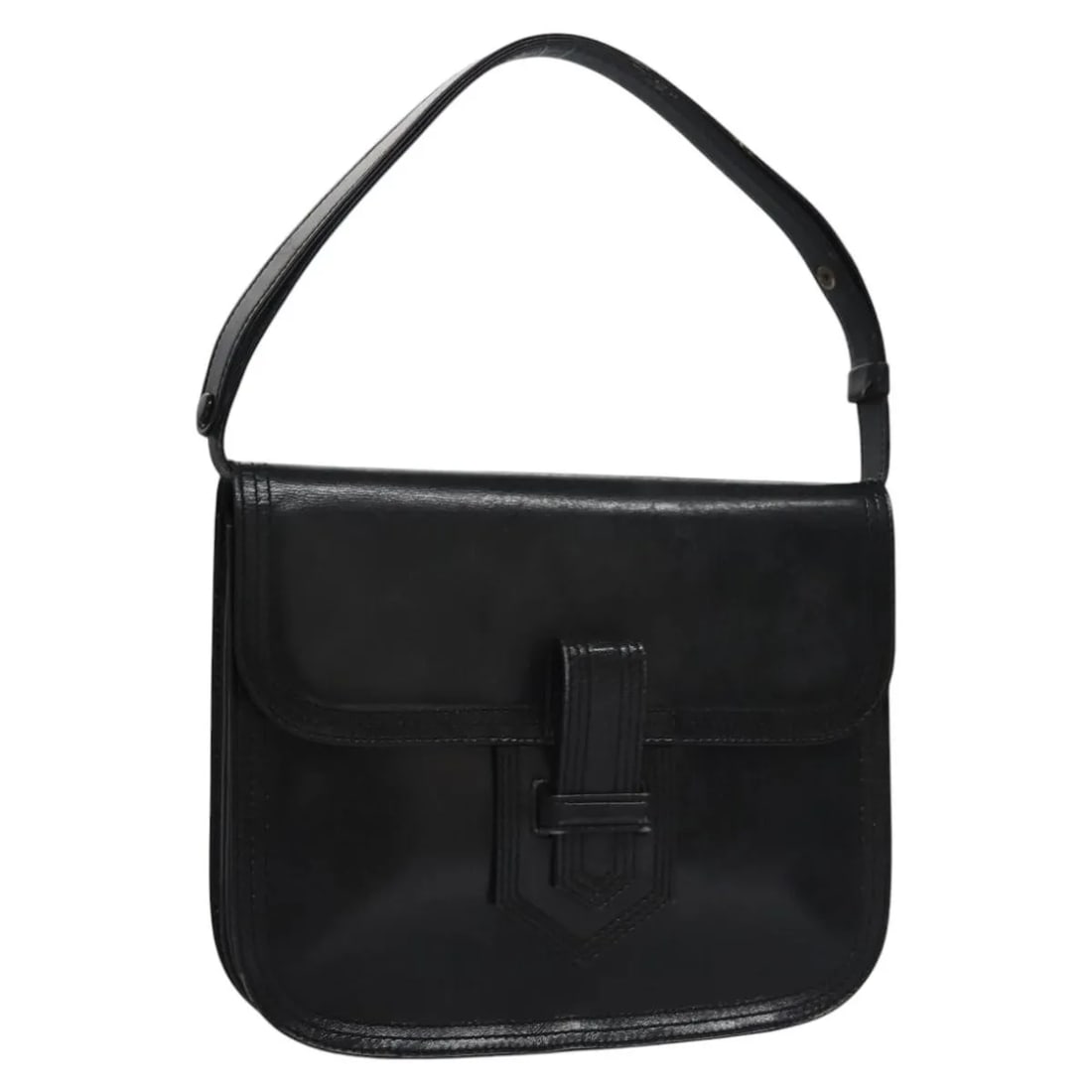 Saint Laurent Vintage black leather shoulder bag: Saint Laurent Vintage black leather shoulder bag Vintage Saint Laurent leather bag in black, designed for women. It is made of leather and measures 24 cm x 18 cm x 5 cm. Made in France. Condition is g