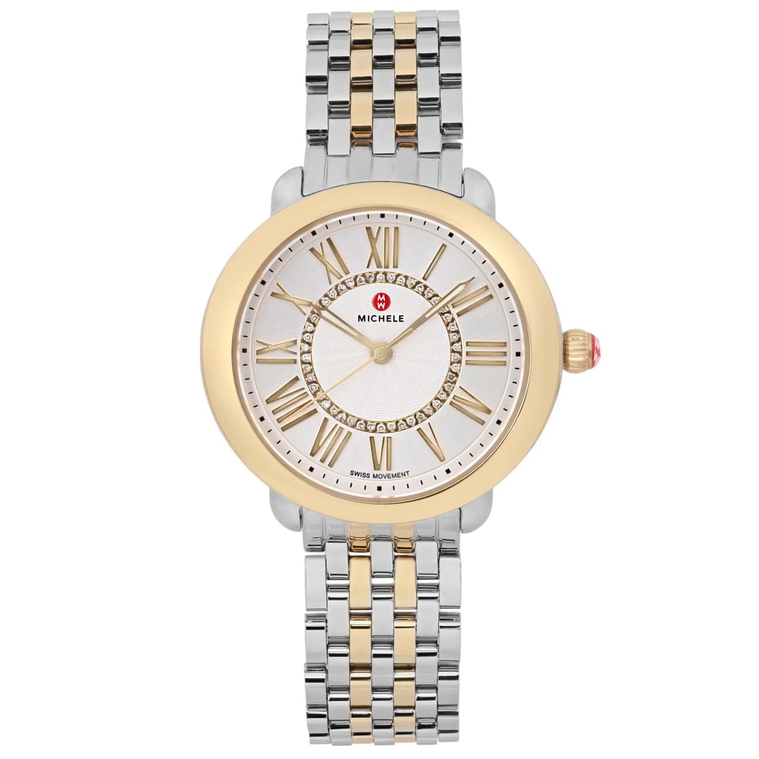 Michele Serein 36mm Two Tone Diamond Ladies Watch MWW21B000148: Michele Serein 36mm Two Tone Diamond Ladies Watch MWW21B000148 This Michele Serein ladies' watch combines elegance and luxury with its stunning two-tone design. Featuring a 36mm polished stainless ste