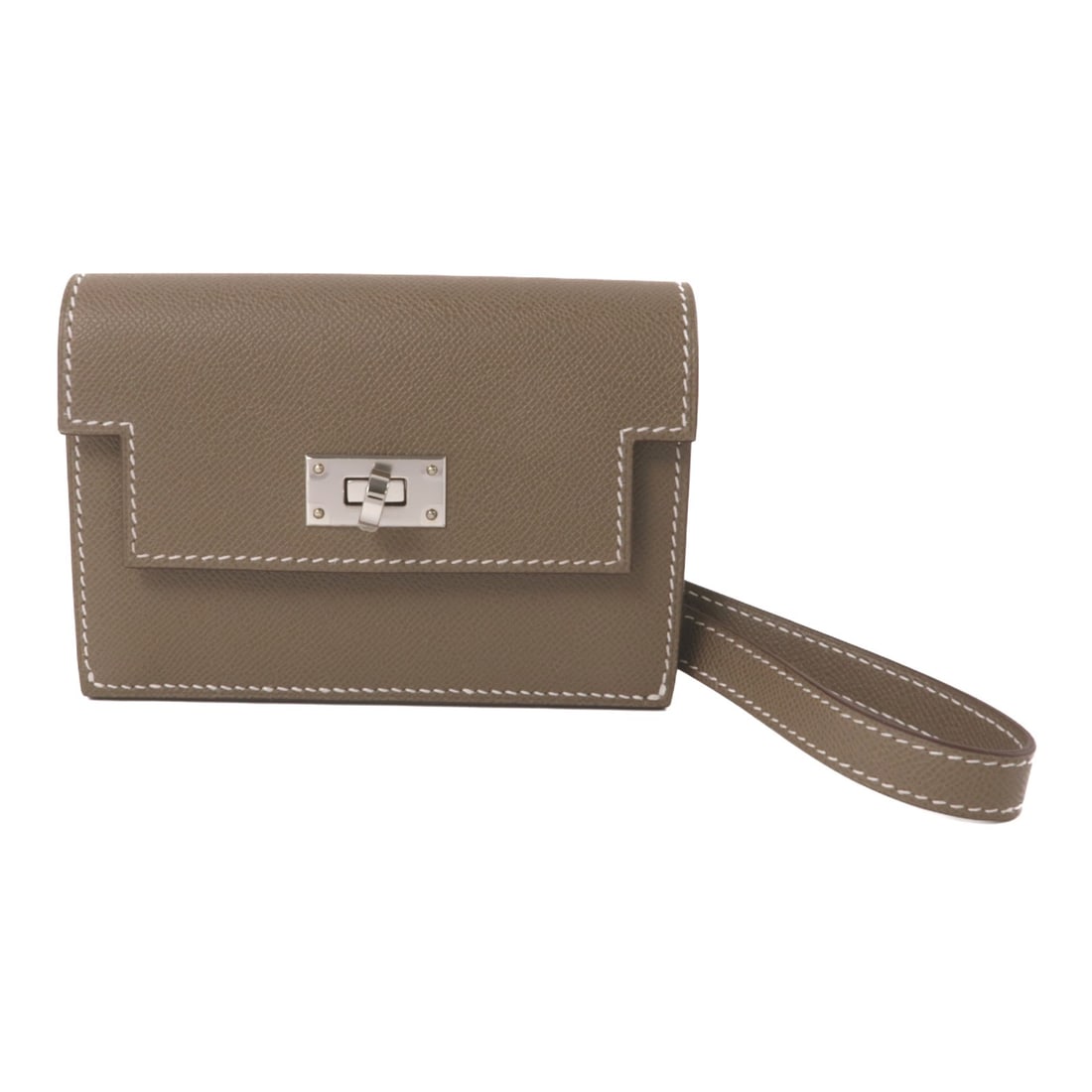 Hermes Kelly Pocket Slim Madame Leather Coin Purse Etoupe PHW (1 of 16)