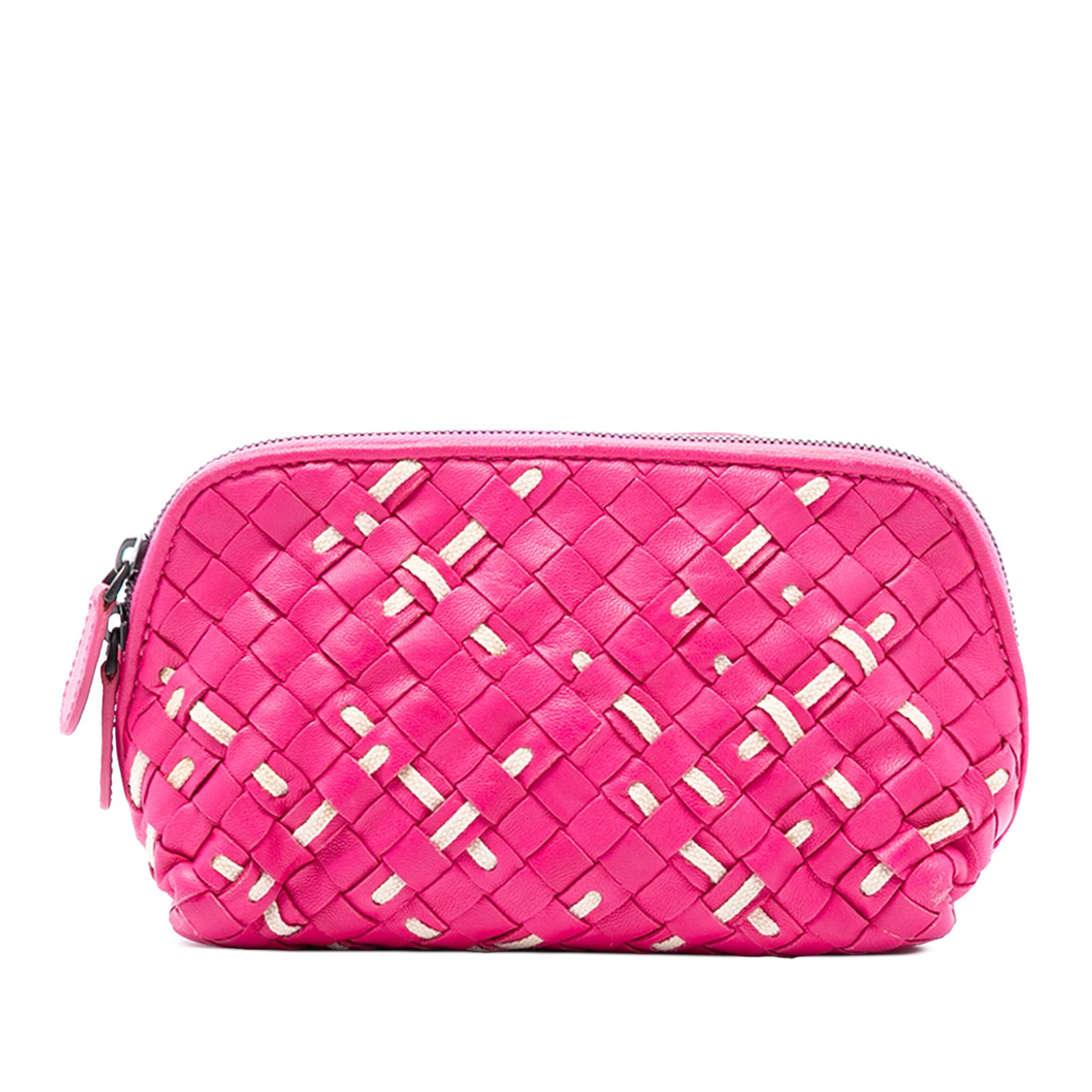 Pink Nappa Leather Woven Pouch by Bottega Veneta Intrecciato (1 of 7)