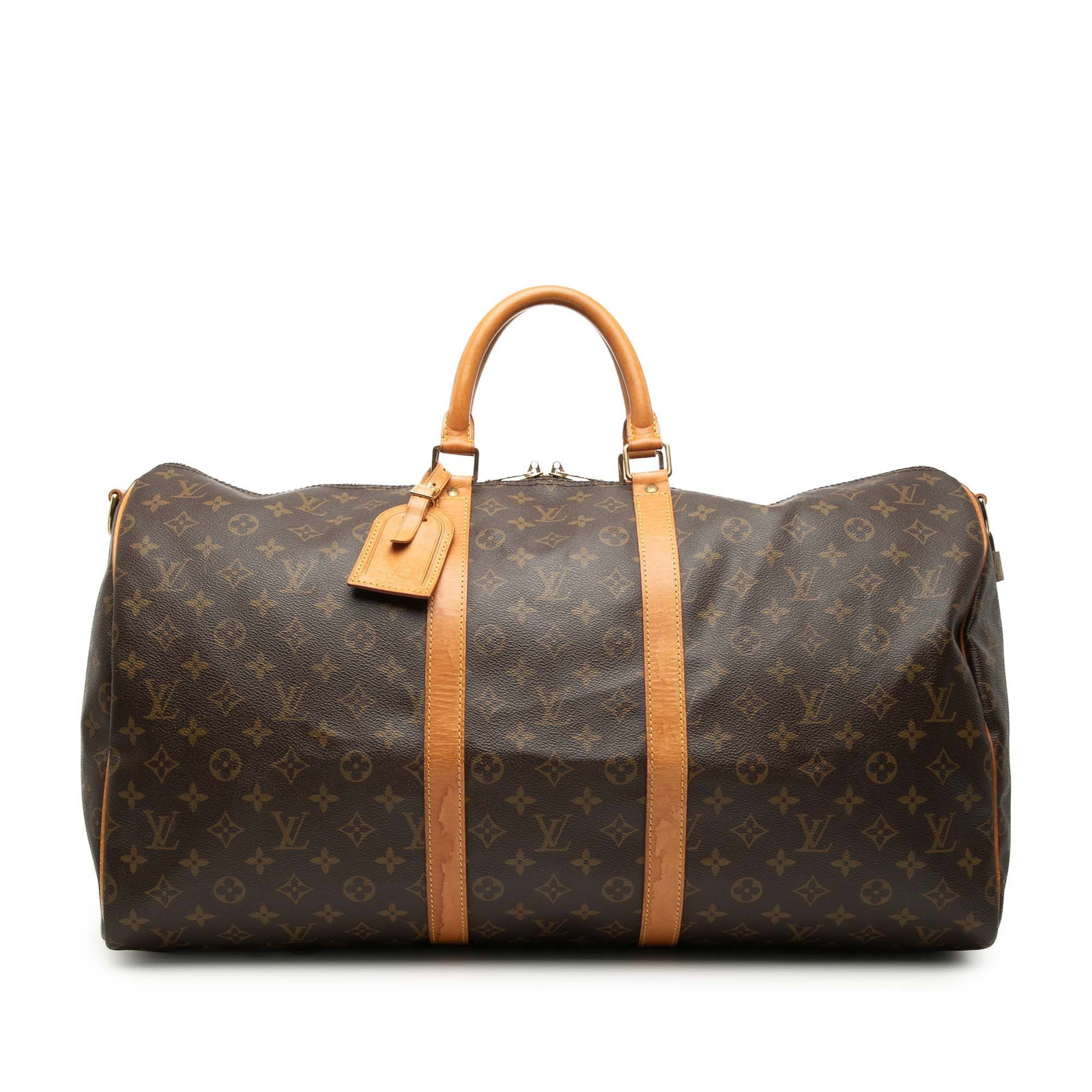 Louis Vuitton Keepall Bandouliere 55 Monogram Travel Bag: Louis Vuitton Keepall Bandouliere 55 Monogram Travel Bag Louis Vuitton Monogram Keepall Bandouliere 55 travel bag featuring a monogram canvas body with vachetta leather trim, rolled vachetta leather h