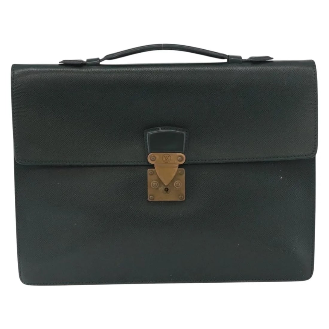 Louis Vuitton Serviette Kourad Green Taiga Leather Briefcase: Louis Vuitton Serviette Kourad Green Taiga Leather Briefcase This Louis Vuitton Serviette Kourad Briefcase is crafted from green Taiga leather and designed for unisex use. Made in France, it features 