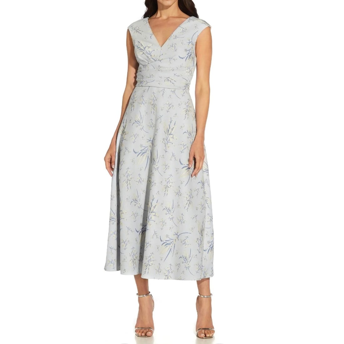 Adrianna Papell Floral Jacquard Sleeveless Maxi Dress Size 8 (1 of 2)