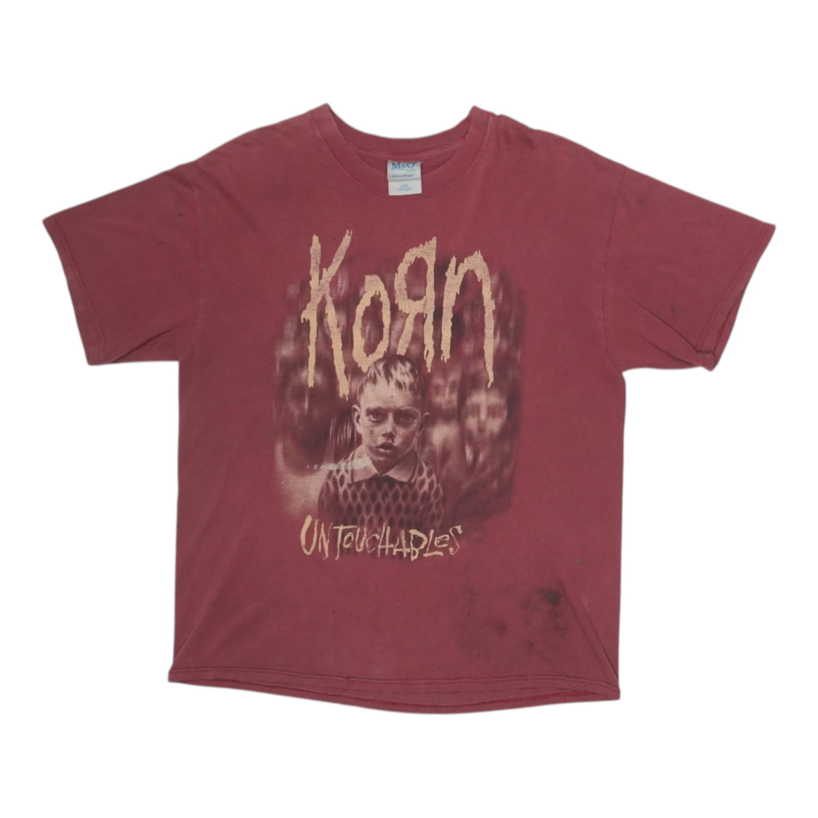 Vintage 2002 Korn Untouchables Red Cotton Band T-Shirt Large: Vintage 2002 Korn Untouchables Red Cotton Band T-Shirt Large This is an original vintage 2002 Korn Untouchables shirt. It is a true vintage piece from the 2000s, not a modern reproduction. The shirt i