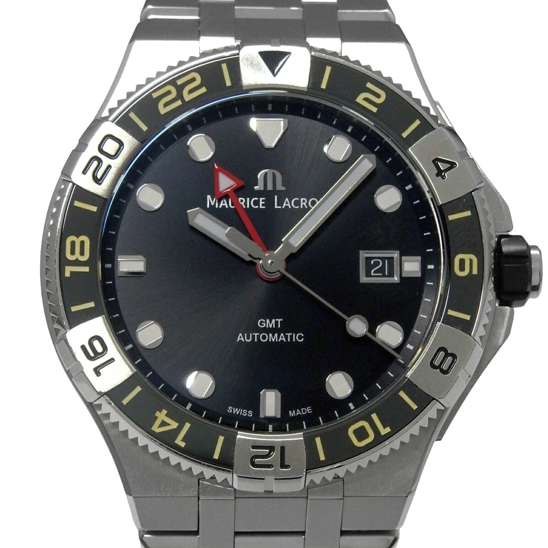 Maurice Lacroix Aikon Venturer GMT mens automatic steel wristwatch AI6158-SS00F-330-A (1 of 6)