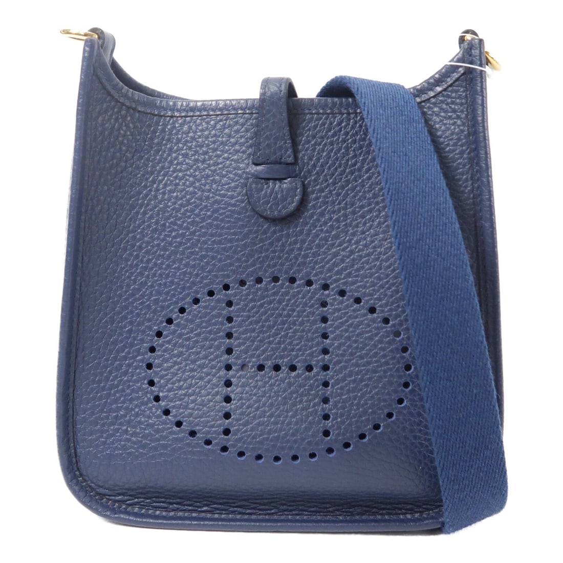 Hermes Evelyne TPM Taurillon Clemence Shoulder Bag Bleu De Prusse: Hermes Evelyne TPM Taurillon Clemence Shoulder Bag Bleu De Prusse HERMES Evelyne TPM shoulder bag in Taurillon Clemence leather and calfskin (cowhide) in Bleu De Prusse. It features a shoulder strap a