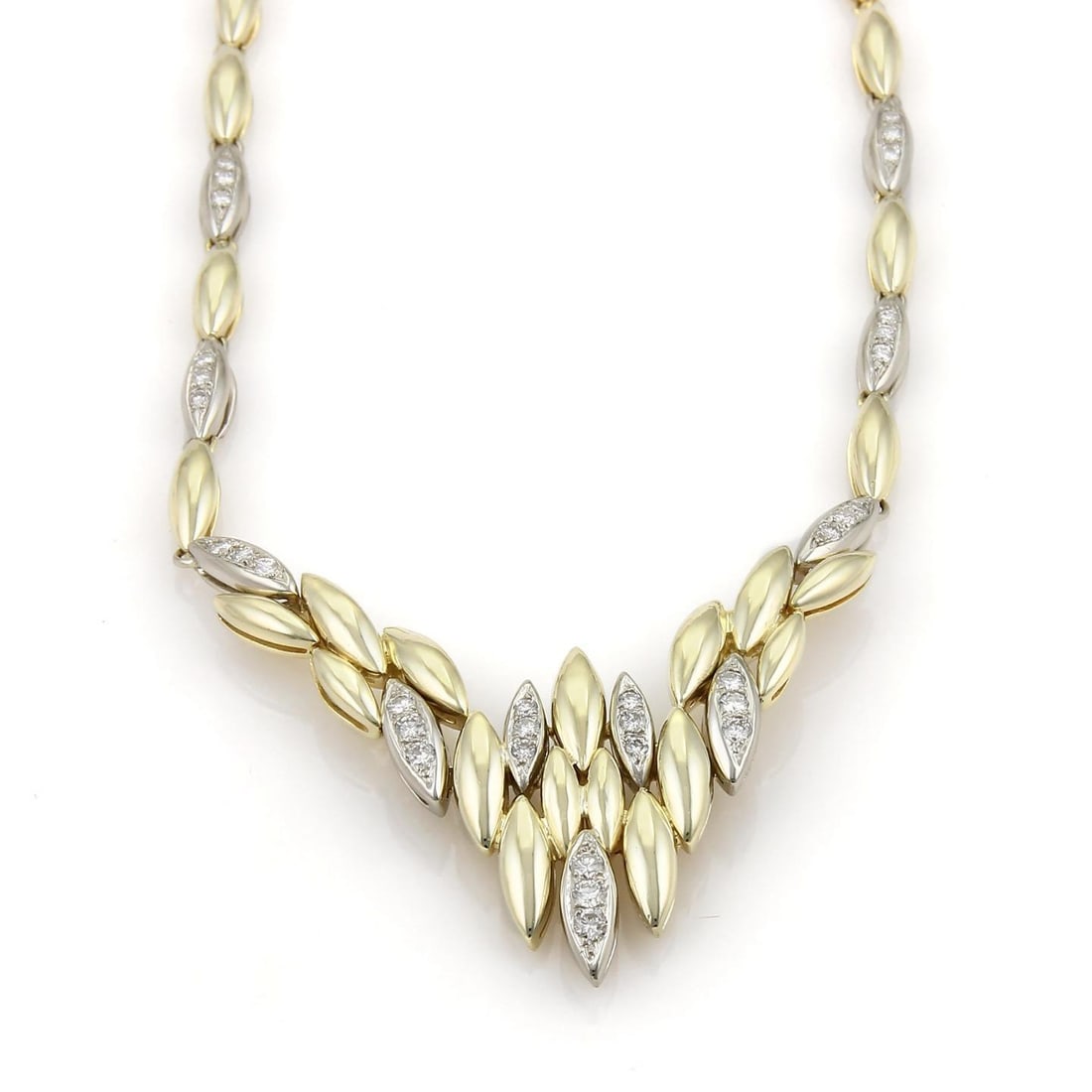 14k Yellow White Gold Diamond Cluster Necklace 1.30ct 16in: 14k Yellow White Gold Diamond Cluster Necklace 1.30ct 16in Adorn yourself with this exquisite 1.30ct Diamond Necklace, elegantly crafted from 14k two-tone gold. The necklace features high-polished mar