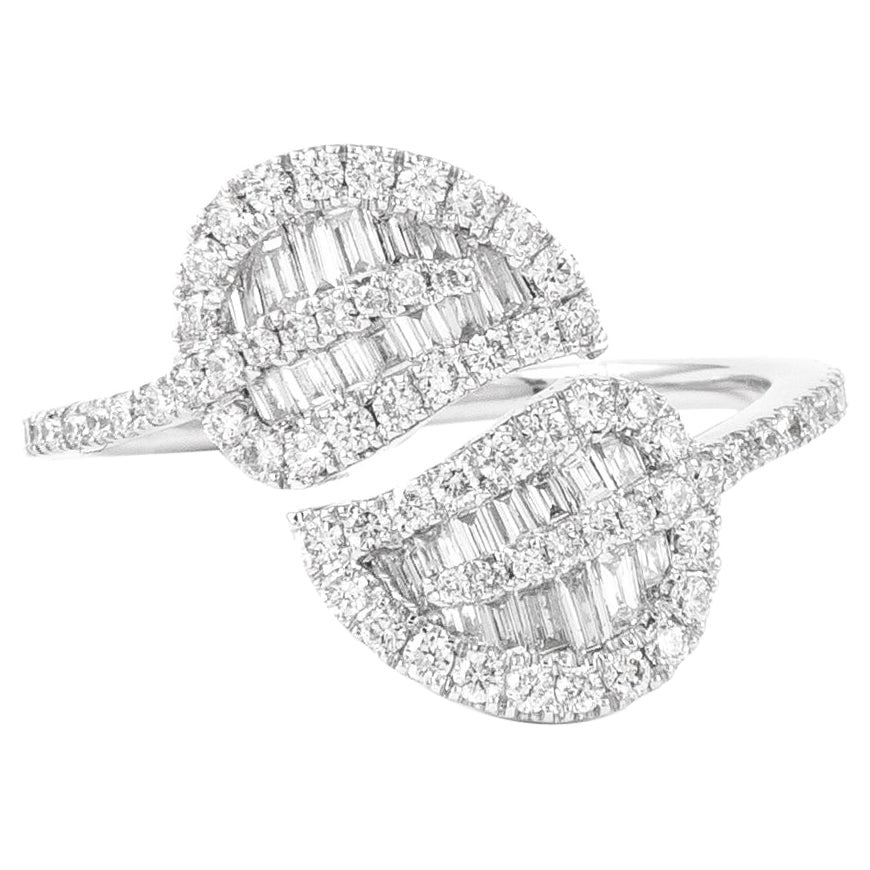 0.81ct Diamond Leaf Bypass Ring 18k White Gold (1 of 5)
